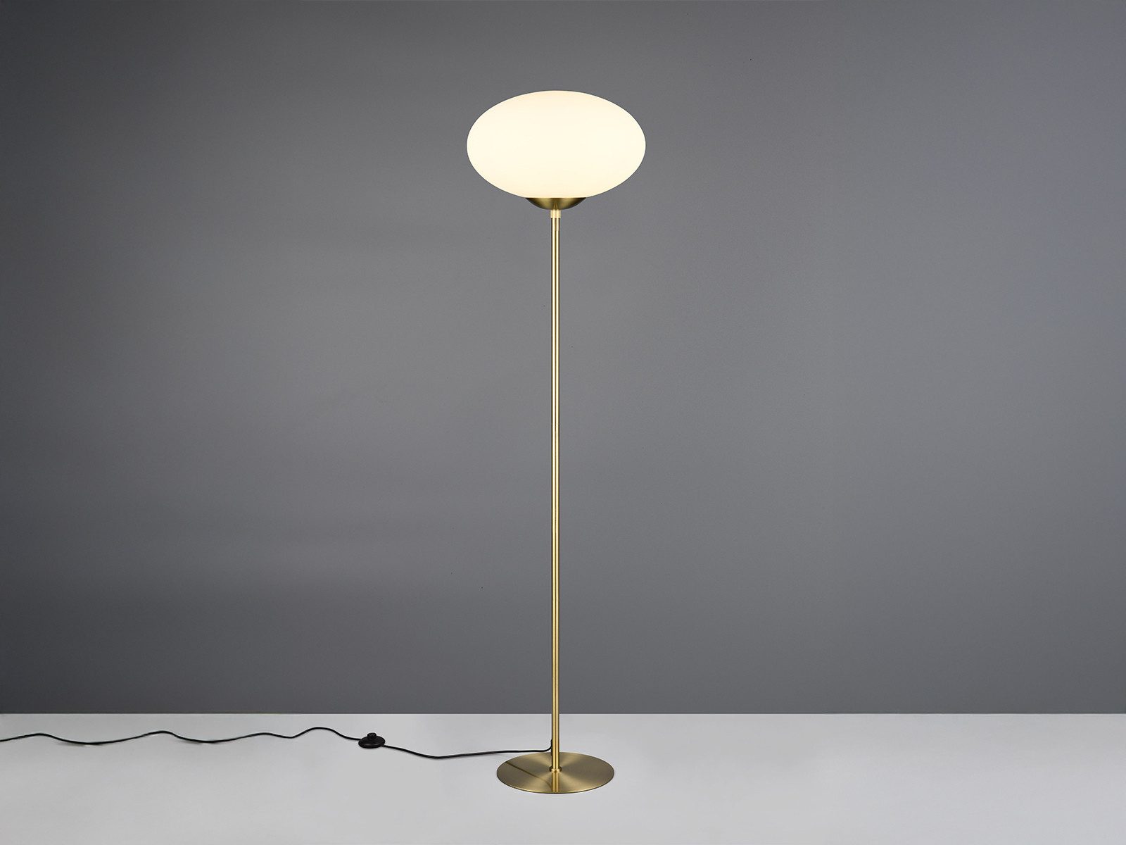TRIO Leuchten LED Stehlampe, Dimmfunktion, LED wechselbar, Warmweiß, Design-klassiker Lampe für Zimmer-ecke stehend mit Glas-kugel H: 150cm