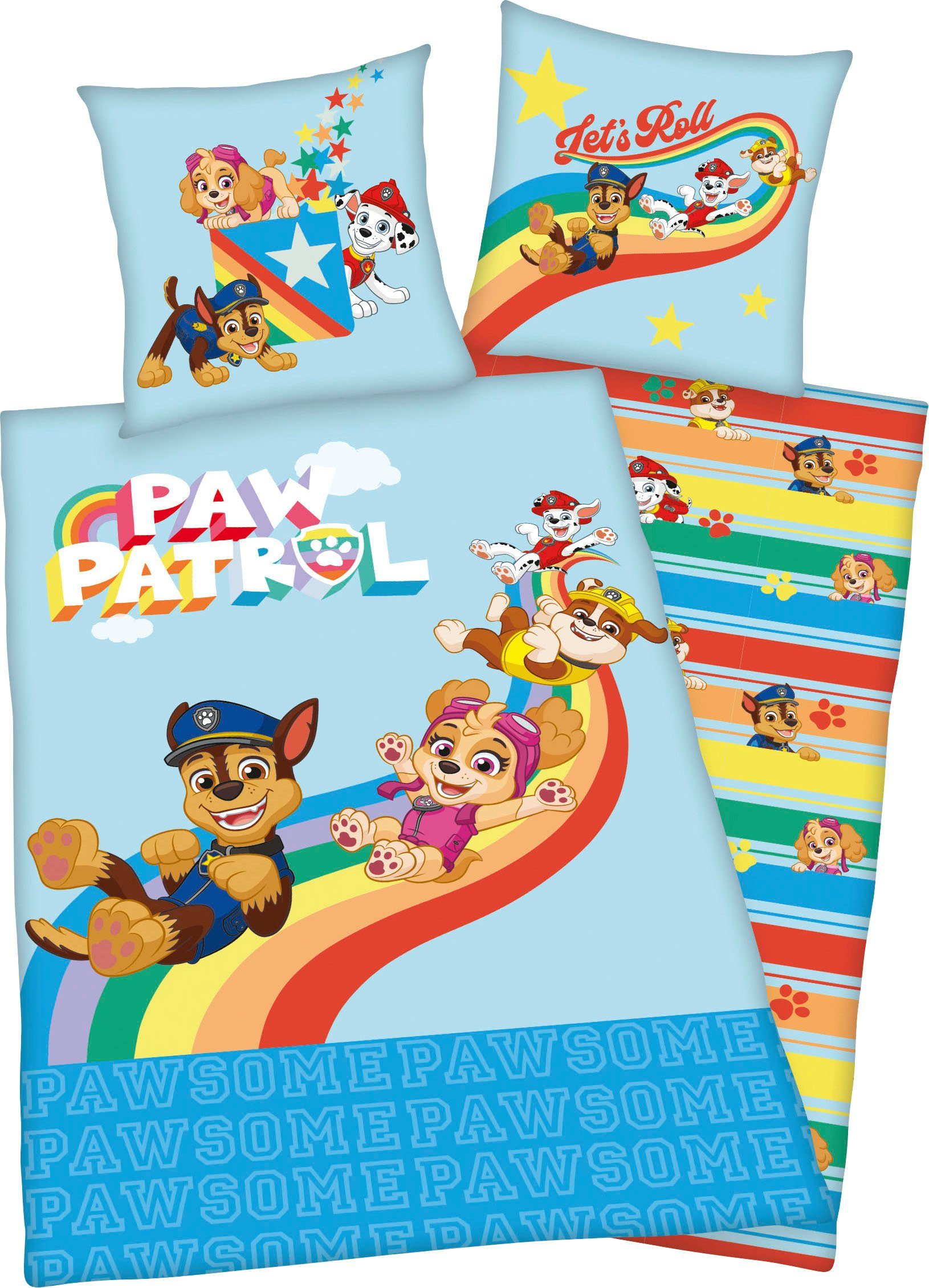 Kinderbettwäsche Lets Roll, PAW PATROL, Linon, mit tollem Paw Patrol Motiv