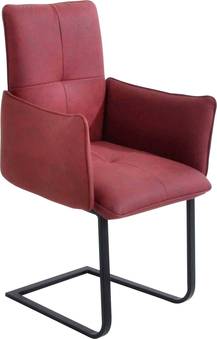 K+W Komfort & Wohnen Freischwinger, Freischwinger, Gestell in Metall schwarz, Steppung im Sitz und Rücken