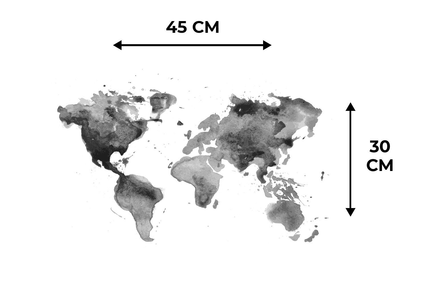 Aquarell - Platzset, Platzset, - Weltkarte Schmutzabweisend Platzdecken, Tischmatten, MuchoWow, Schwarz, Platzmatte, (6-St),