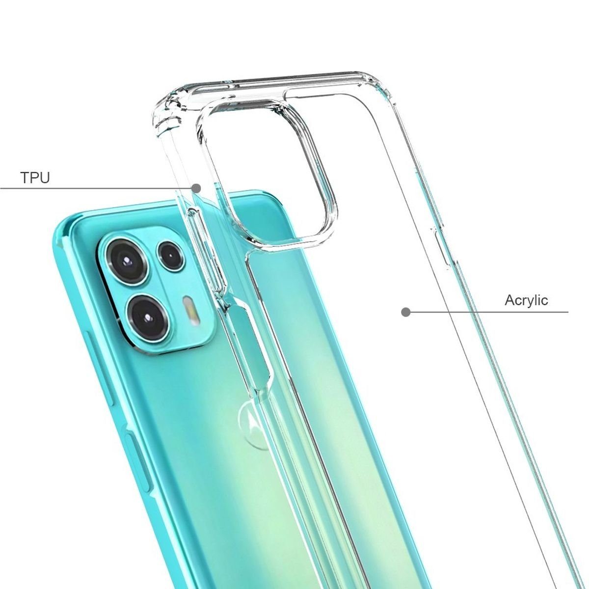 CoverKingz Handyhülle Hülle für Motorola Edge 20 Lite Handyhülle Hybrid Silikon Case Bumper 17,02 cm (6,7 Zoll), Handyhülle Schutzhülle Transparent Hybrid Silikonhülle Bumper
