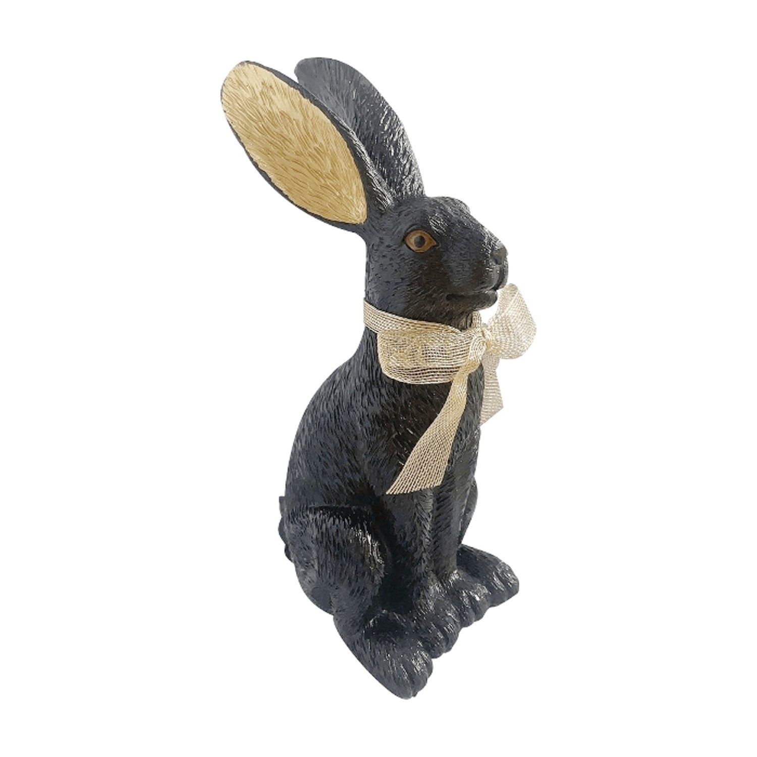 Macosa Home Osterhase Schwarz Gold Polyresin 28 cm Dekohase Hase Skulptur Oster-Deko (Hasenfigur, Dekoration Tischdeko), Osterdekoration Figur Dekohase Dekofigur Ostern