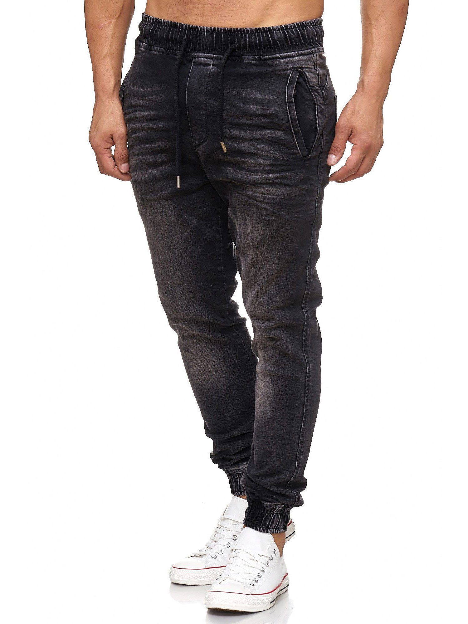 Tazzio Straight-Jeans 17504 Sweat im schwarz Jogger-Stil Hose