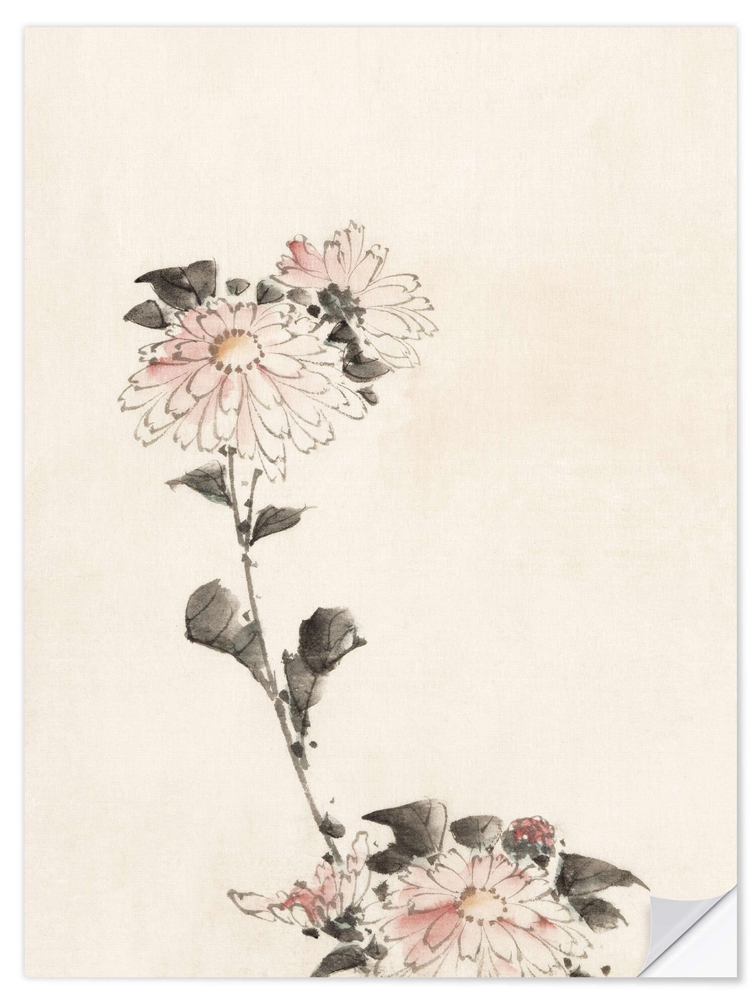 Posterlounge Wandfolie Katsushika Hokusai, Blumenstudie, Wohnzimmer Japandi Malerei