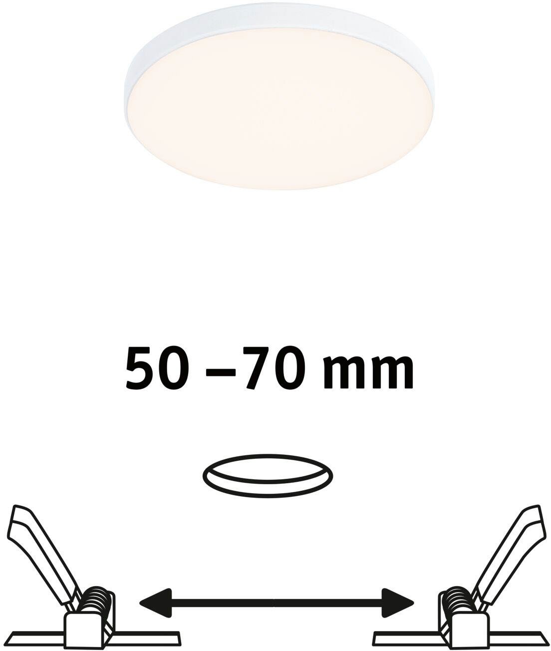 Paulmann LED Einbauleuchte 90mm Warmweiß, IP44 integriert, LED Weiß, Einbaupanel Veluna Edge rund 90mm Einbaupanel 450lm VariFit Veluna Weiß fest 3000K LED rund VariFit 450lm IP44 LED Edge 3000K