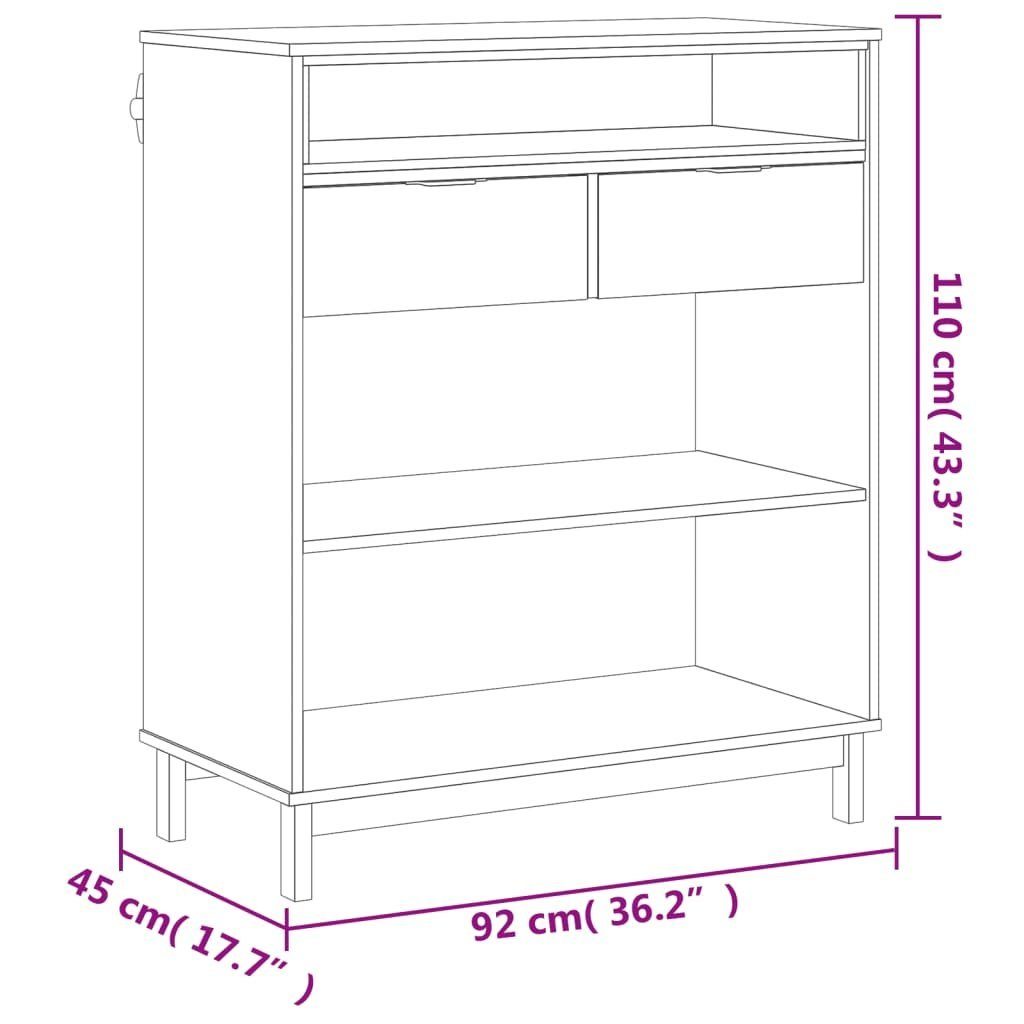 Esstisch cm Kiefer Bartisch Massivholz FLAM vidaXL 92x45x110