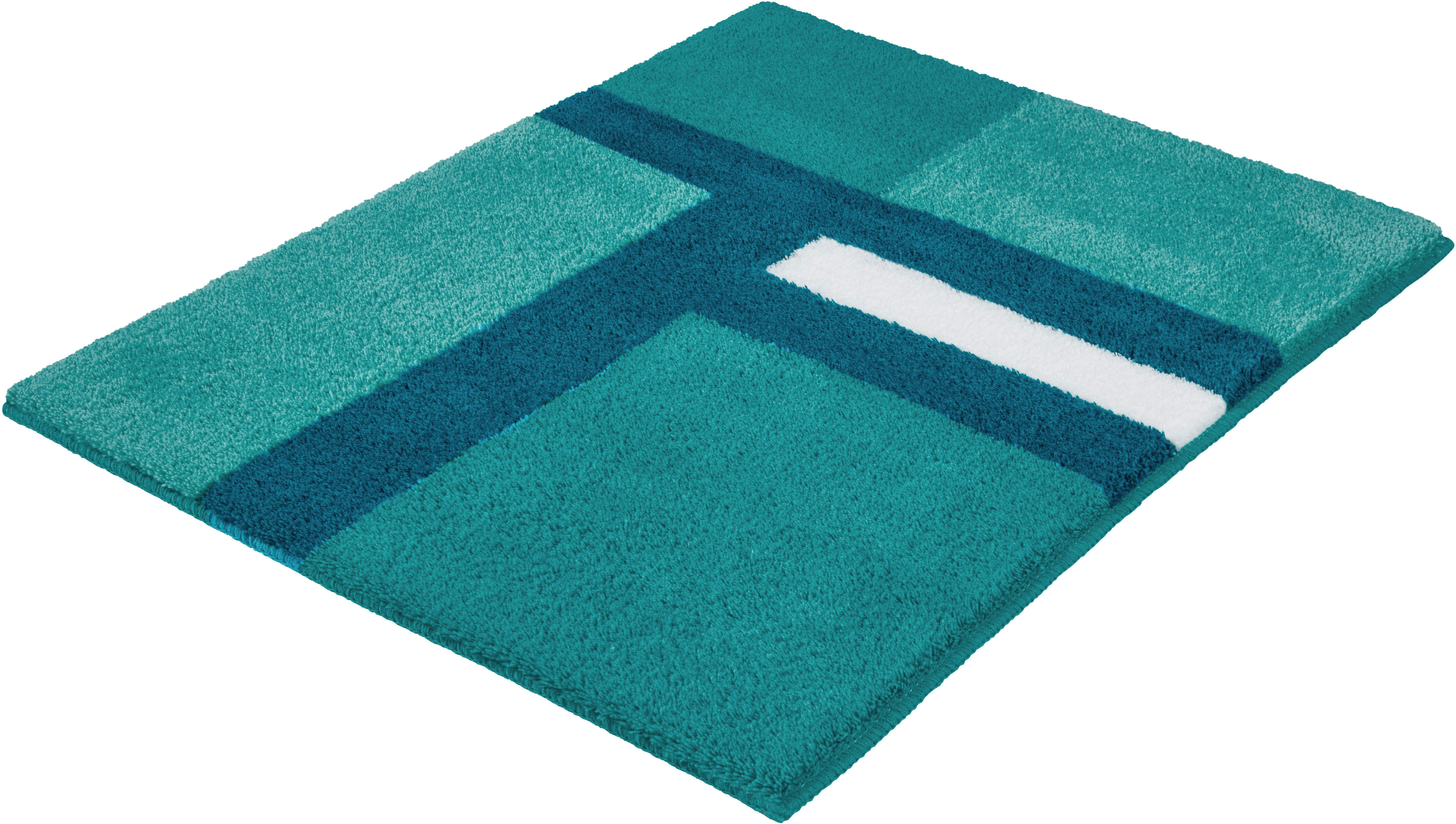 Kleine Wolke Badematte »Ariana«, Badvorleger, Badezimmer Teppich, Höhe 20 mm, rutschhemmend beschichtet, fußbodenheizungsgeeignet, Polyester, rechteckig, Geometrisches Design mit kontrastierendem Mittelstreifen