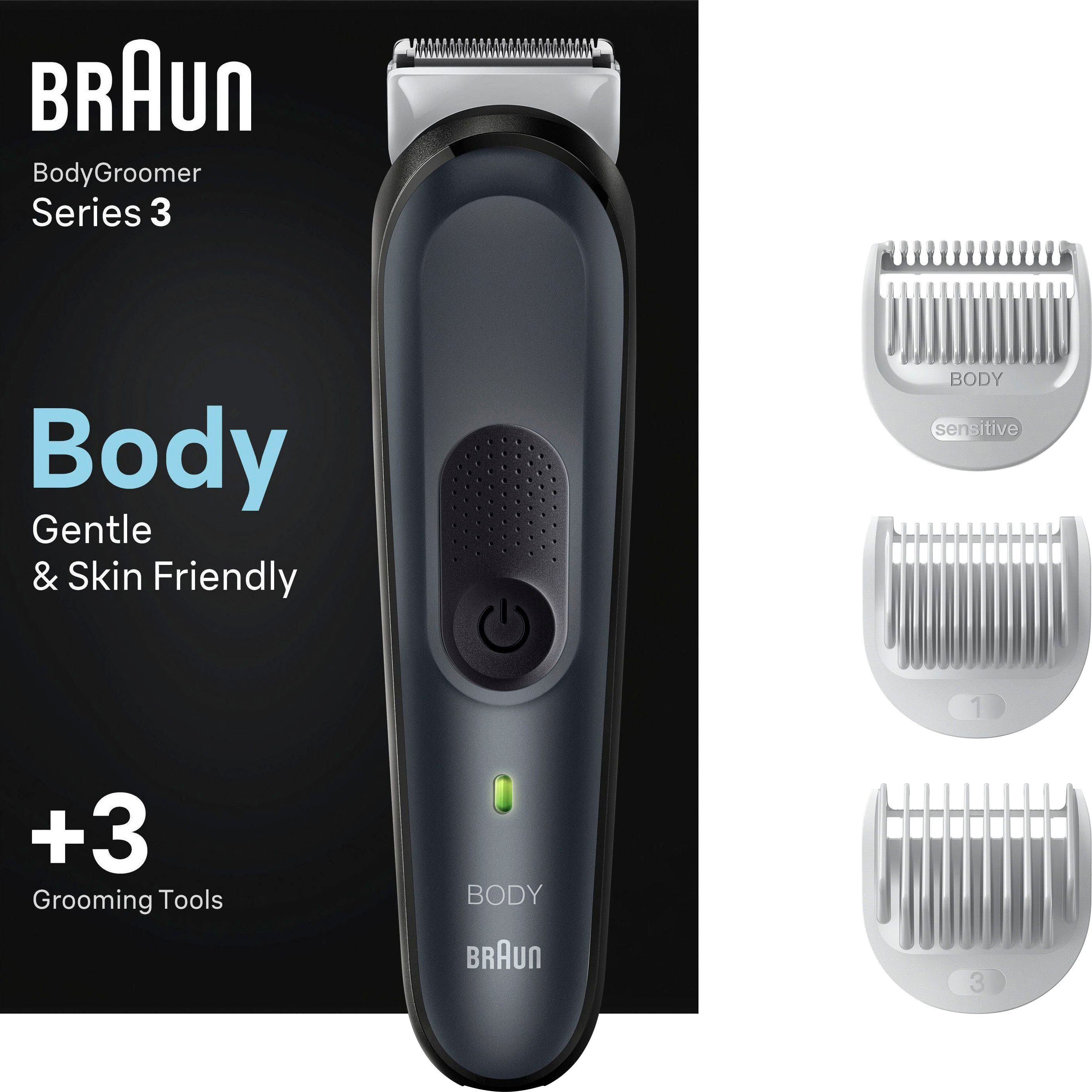 Braun Haarschneider Bodygroomer BG3340, SkinShield-Technologie, Abwaschbar,  Minimiert Hautverletzungen und Schnitte für ultimativen Hautkomfort