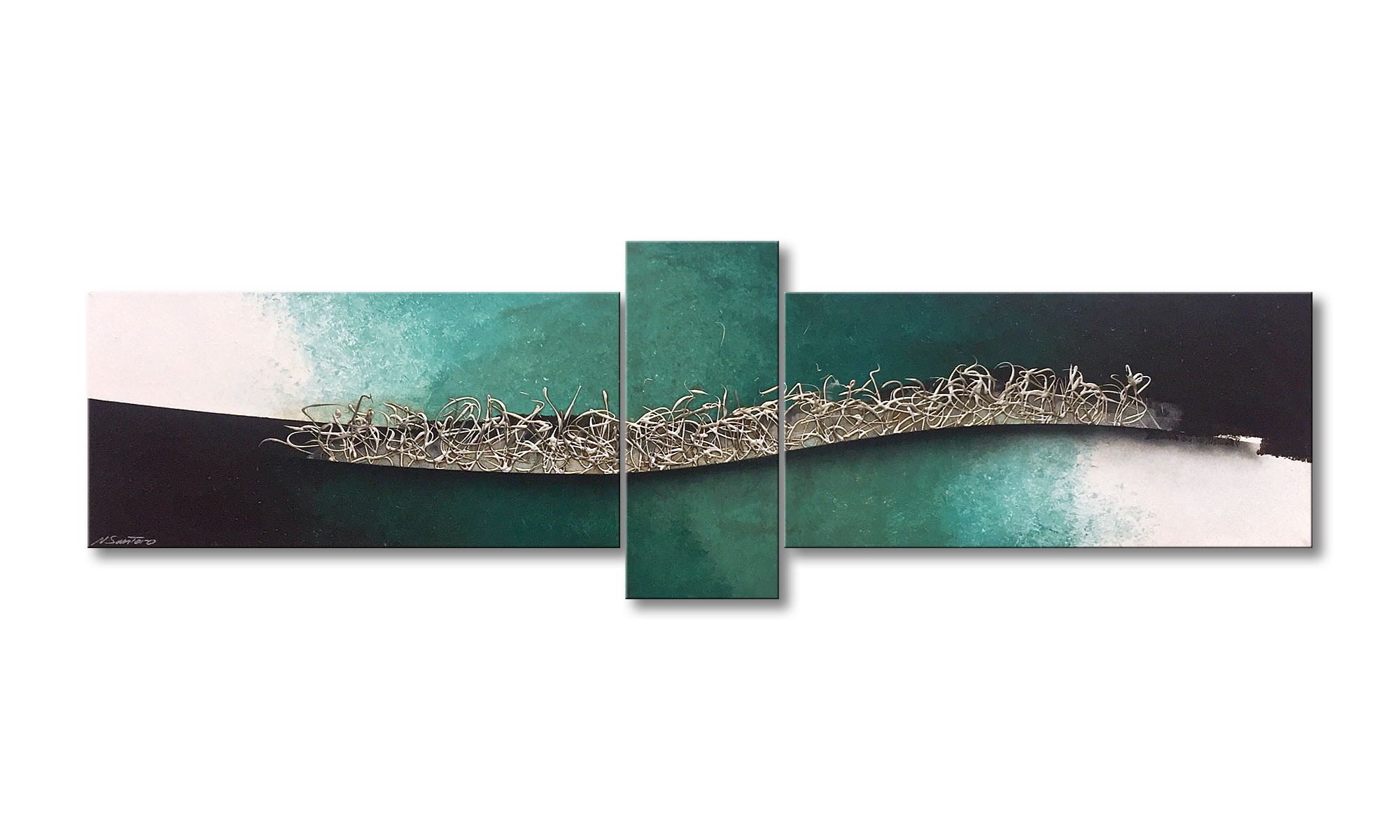 WandbilderXXL XXL-Wandbild The Wave 230 x 70 cm, Abstraktes Gemälde, handgemaltes Unikat