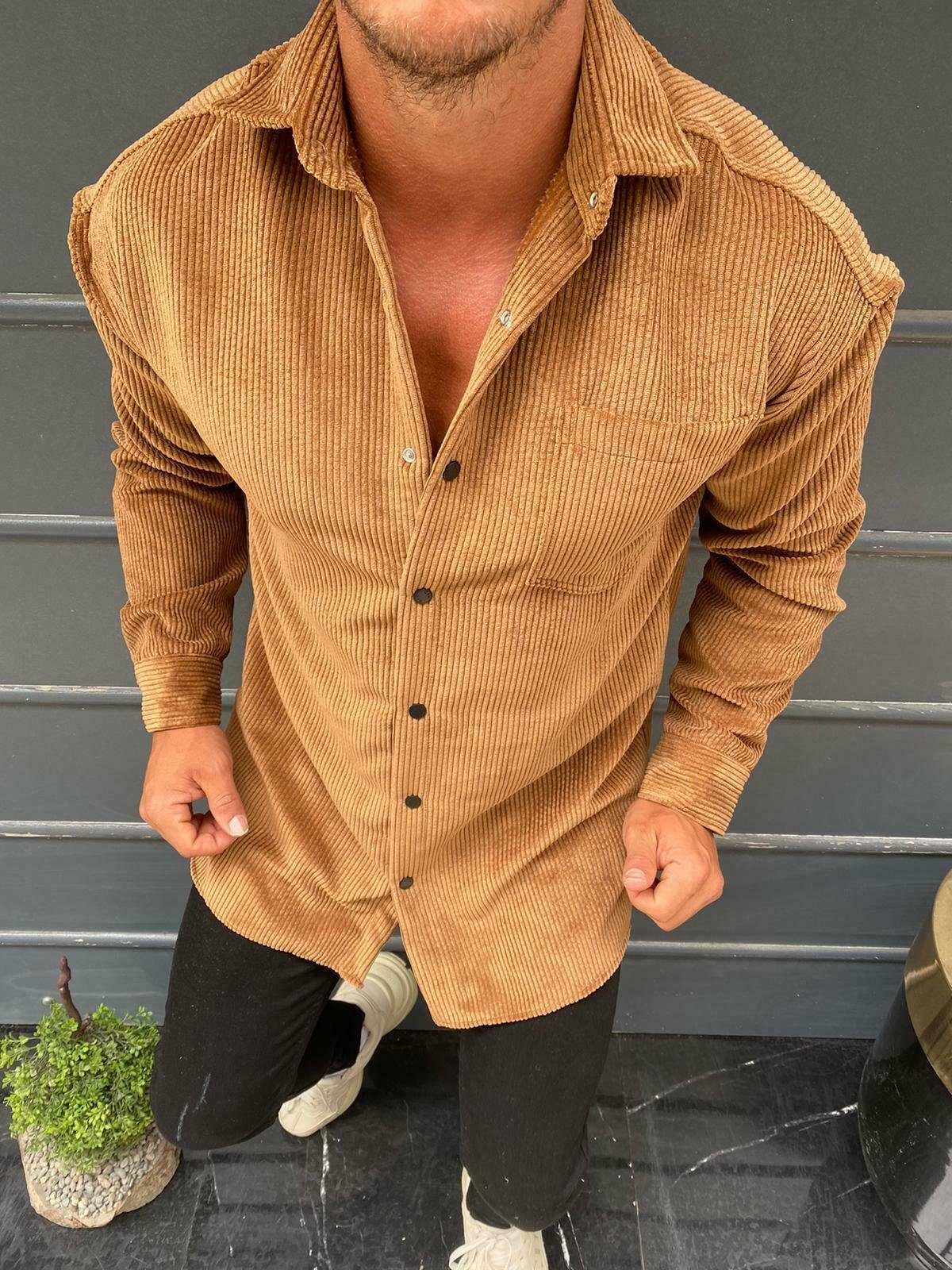 Megaman Jeans Langarmhemd Herren Cord Hemd Oversize Baumwolle Hemdjacke günstig online kaufen