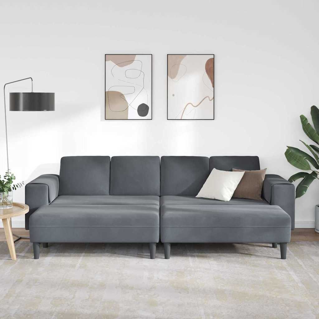 vidaXL Sofa Sofa Set Dunkelgrau Samt, günstig online kaufen