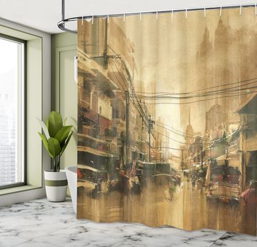Abakuhaus Duschvorhang Moderner Digitaldruck mit 12 Haken auf Stoff Wasser Resistent Breite 175 cm, Höhe 180 cm, Retro Stadt Street View