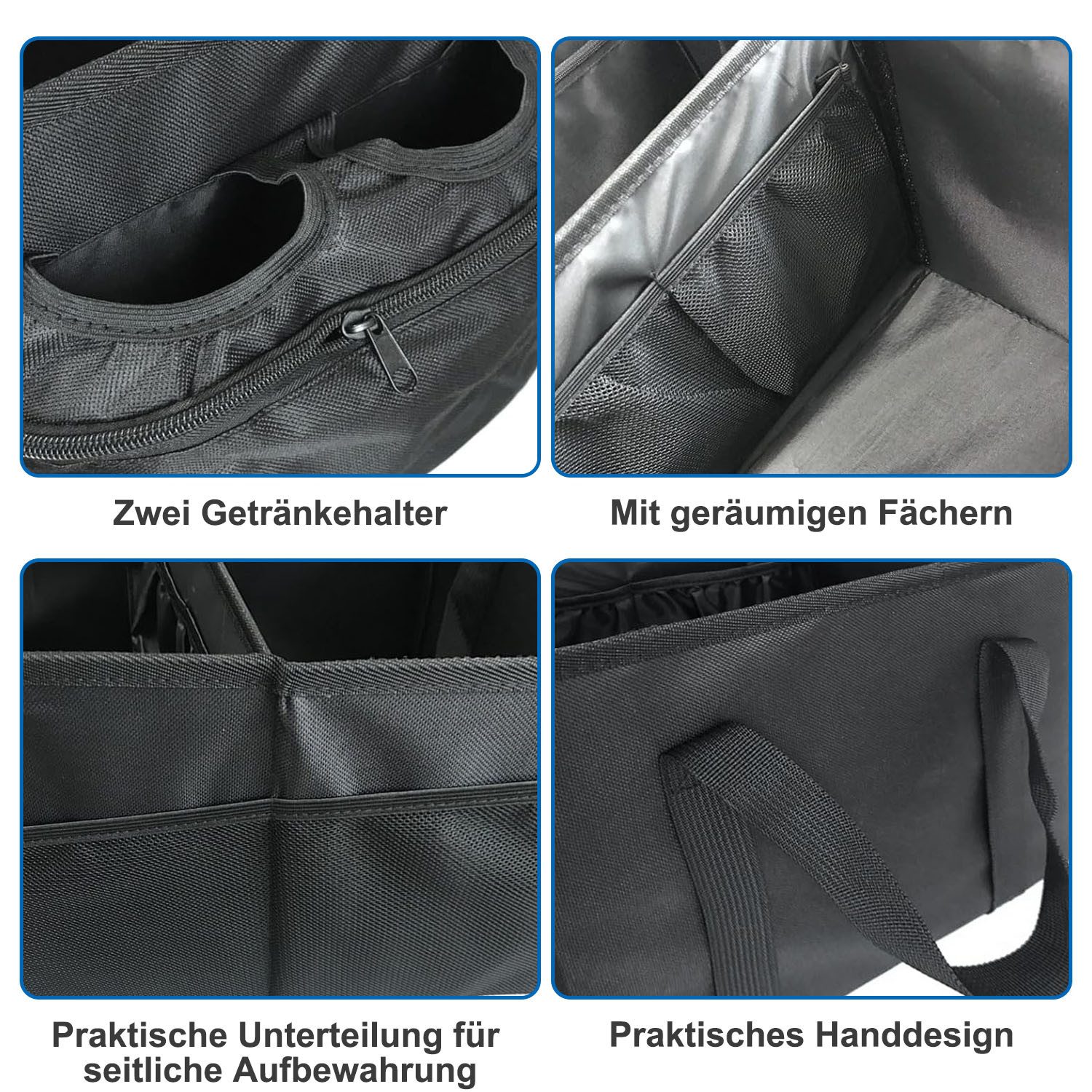 SURFOU Rücksitzorganizer Auto Organizer Rückbank Kinder Beifahrersitz für Beifahrersitz (Aufbewahrungsbox mit Becherhaltern und Netztaschen), für 4 Spielzeug Bü – Bild 4 von 5