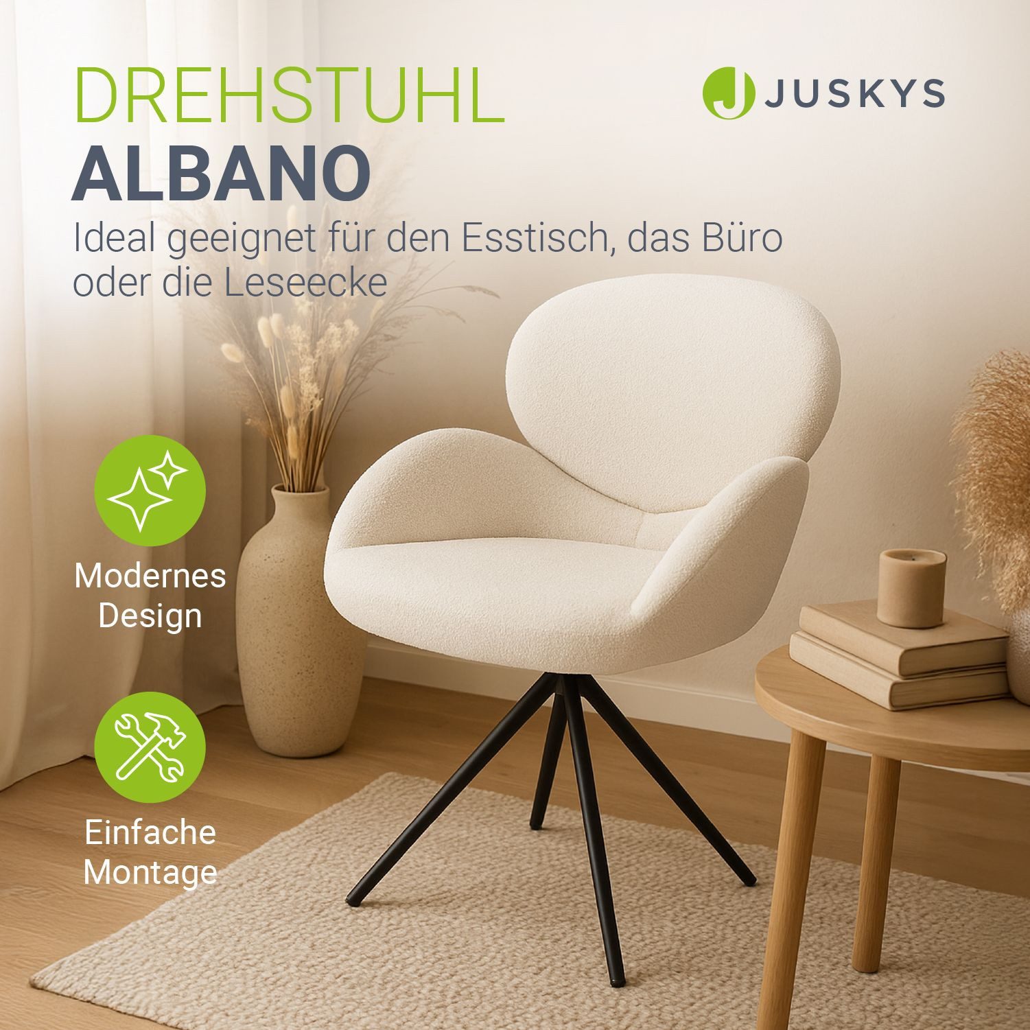 Juskys Esszimmerstuhl Albano (1 St), 360° drehbar, verstellbare Füße, einfa günstig online kaufen