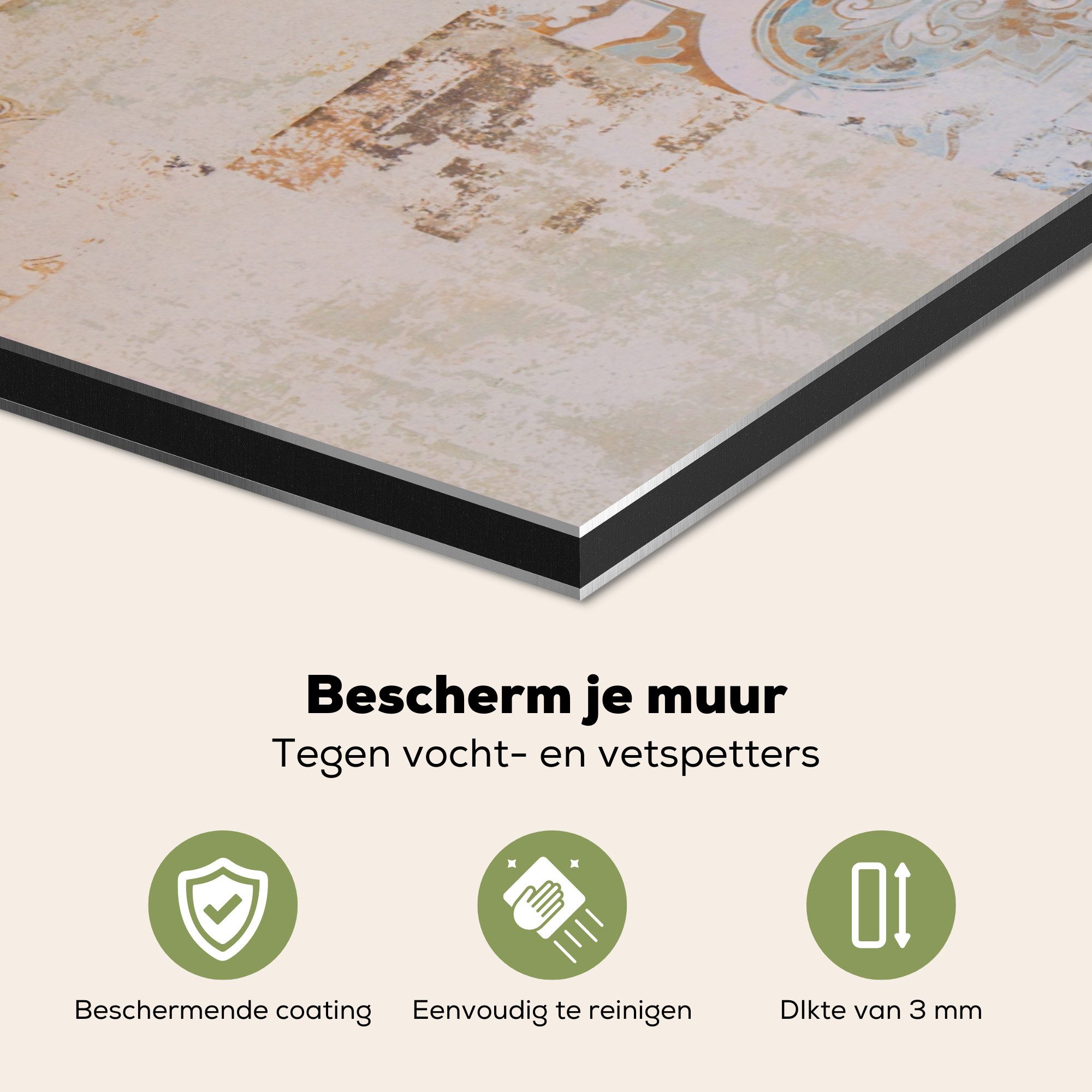 MuchoWow Küchenrückwand Fliesen - Vintage - Braun - Antik, (1-tlg), Spritzs günstig online kaufen