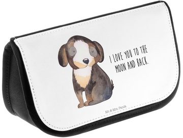 Mr. & Mrs. Panda Kosmetiktasche Hund Entspannen - Weiß - Geschenk, Hundeglück, schwarzer Hund, Schmin (1-tlg), Liebevolle Motive