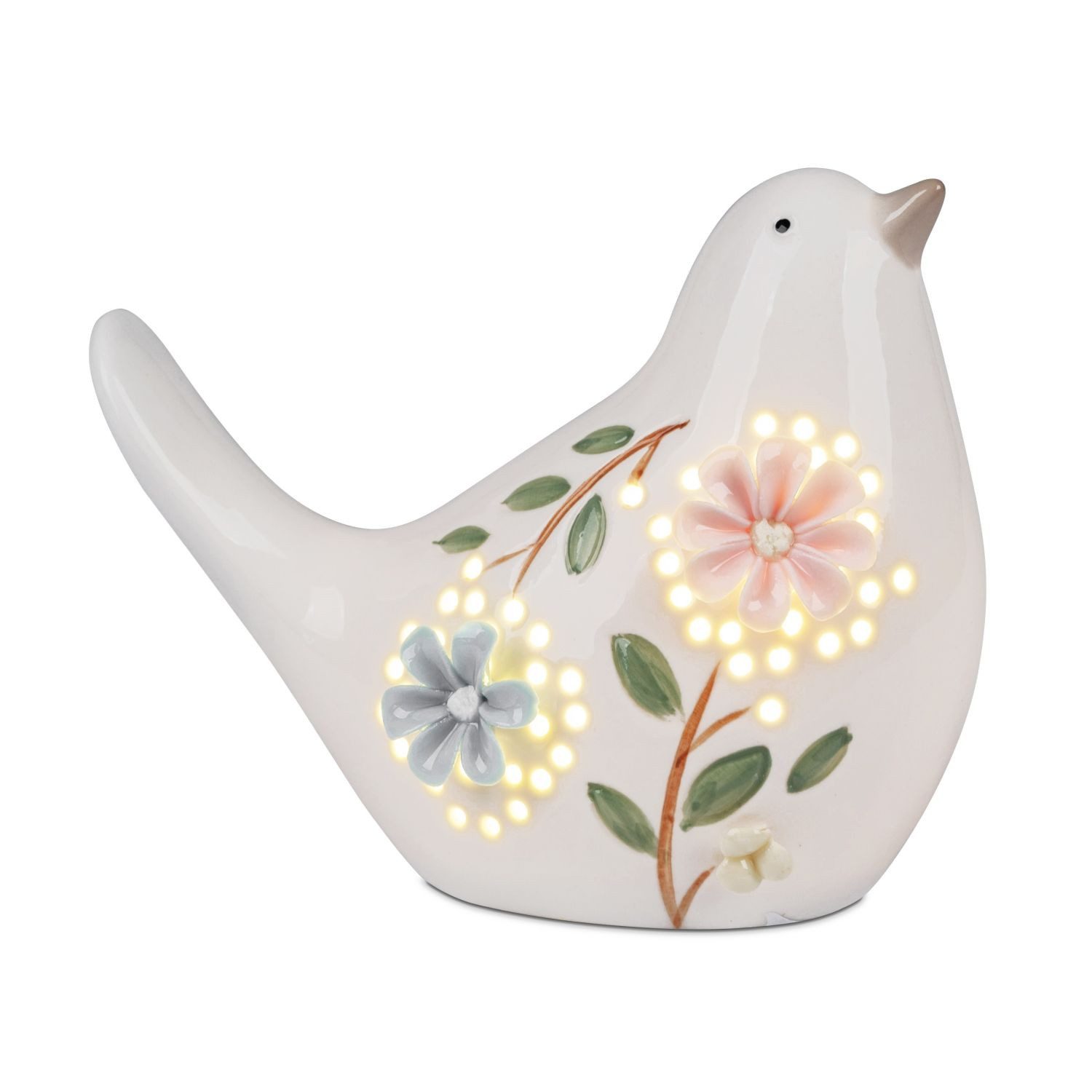 formano Dekofigur Blumendekor, mit Timerfunktion, Weiß, Motiv: Blumen, Höhe: 12cm