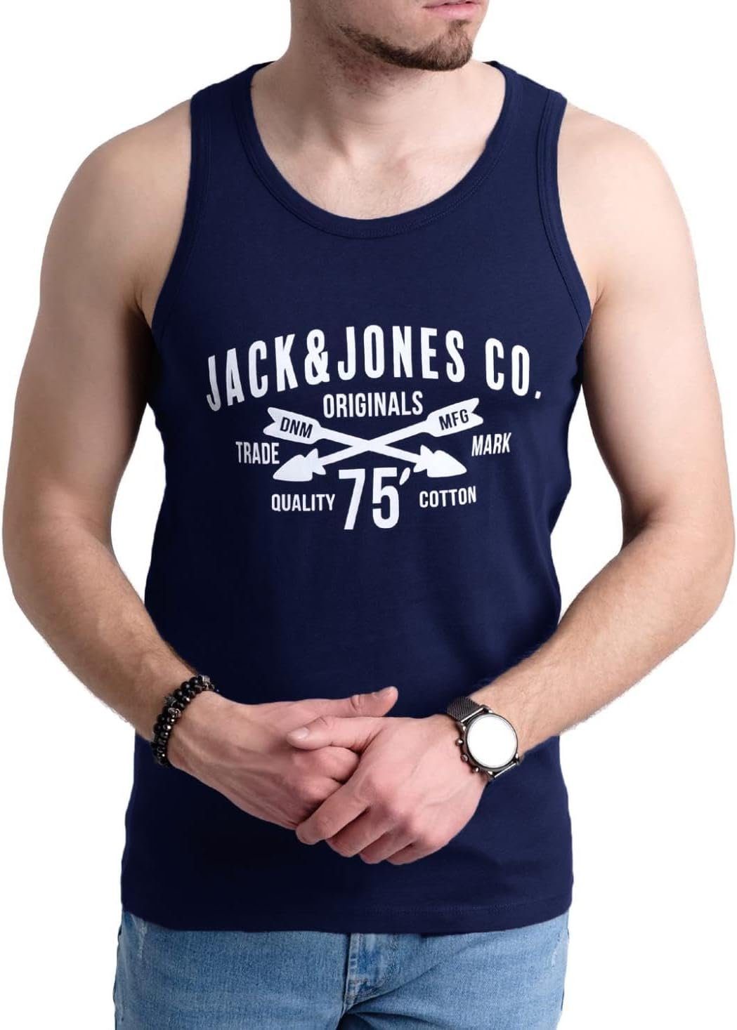 Jack & Jones Tanktop Bedrucktes Shirt aus Baumwolle (2er-Pack) mit Print
