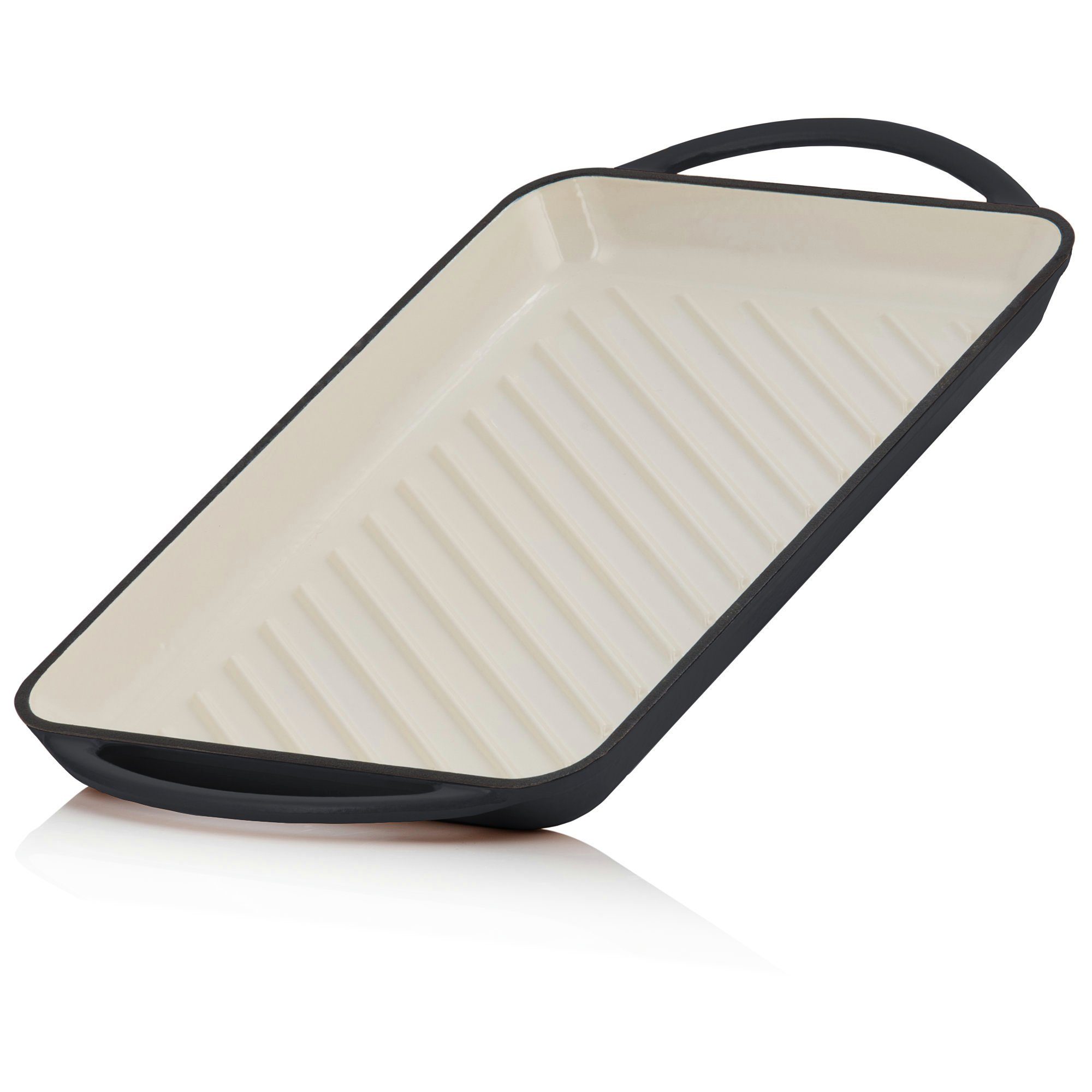 Mahlzeit Grillplatte Gusseisen, 39,5 x 22 x 3,5 cm, Blue Berry, Emailliert mit 2 Griffen