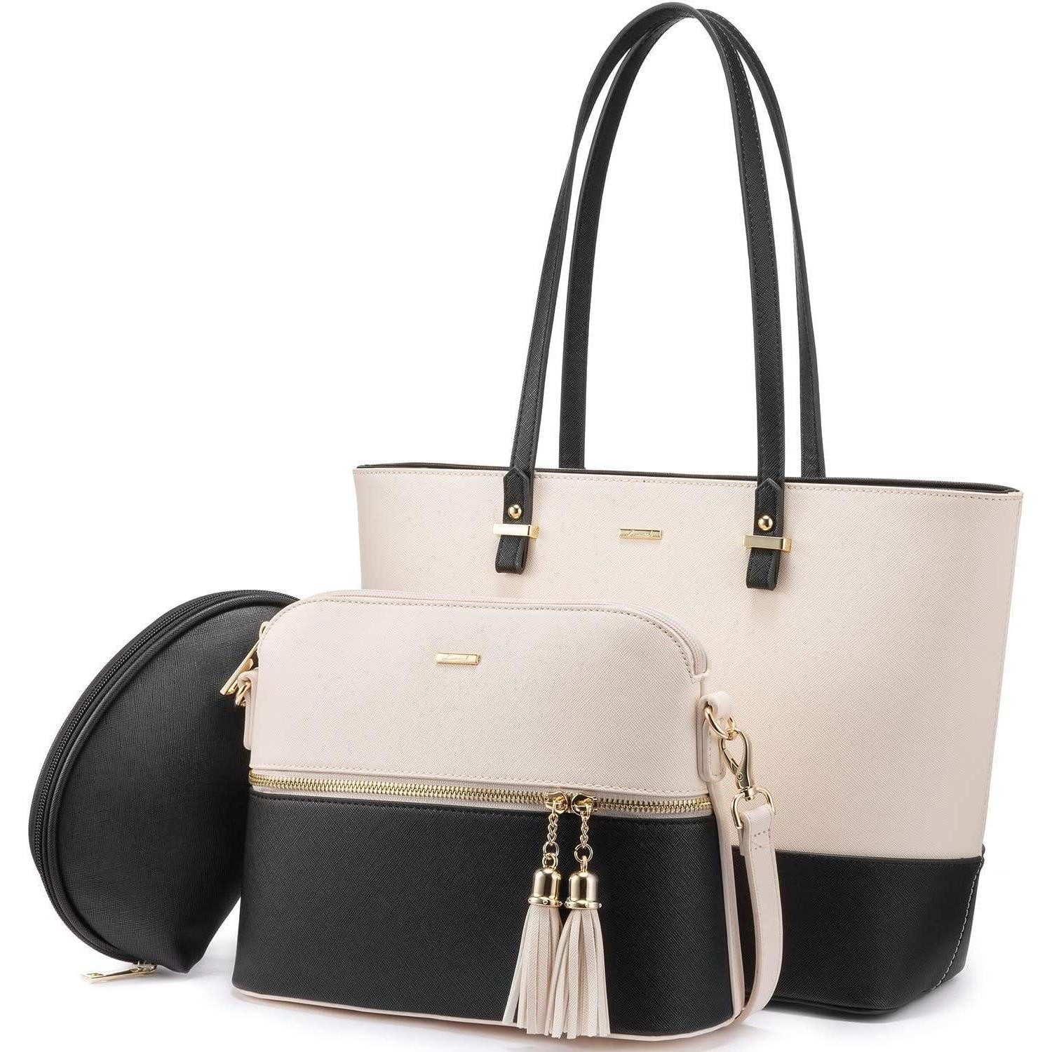 LuxusKollektion Handtasche Handtasche Damen Shopper Schultertasche groß Leder 3-teilig