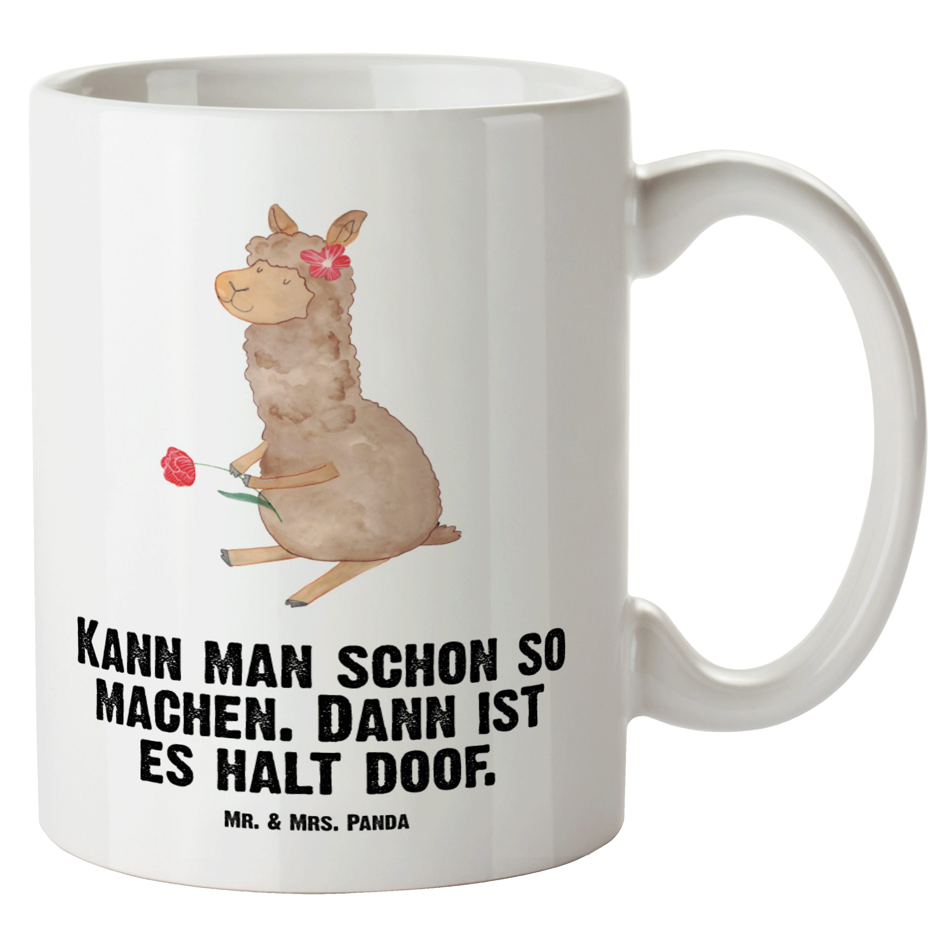 Tasse spülmaschinenfest, Mr. Geschenk, - Keramik Tasse - Tasse, & XL XL, Lama, Blume Panda XL Alpaka Mrs. Weiß
