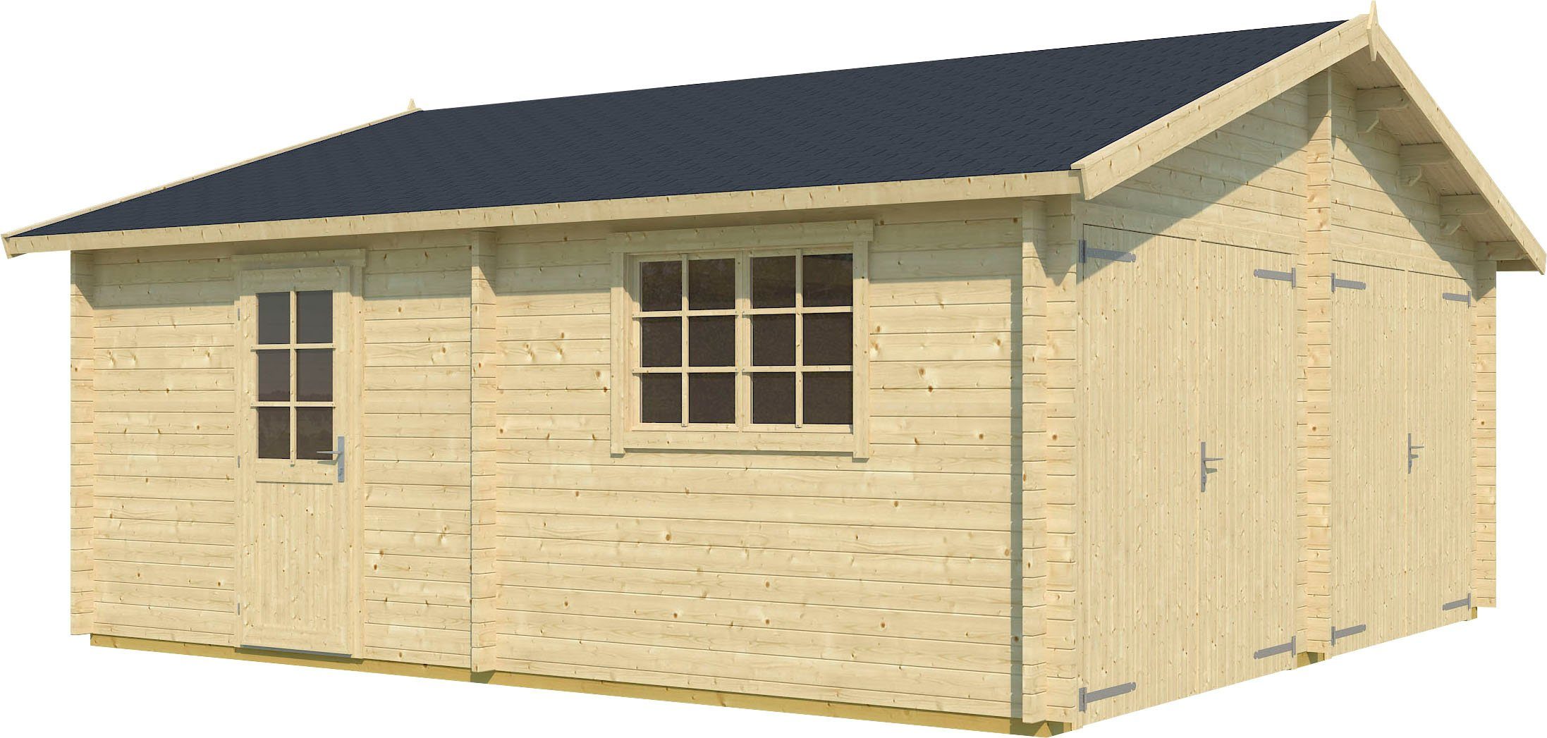LASITA MAJA Garage Falkland (Set, Garage Fahrzeuge Für 2 Holztoren + naturbelassen geeignet), 2