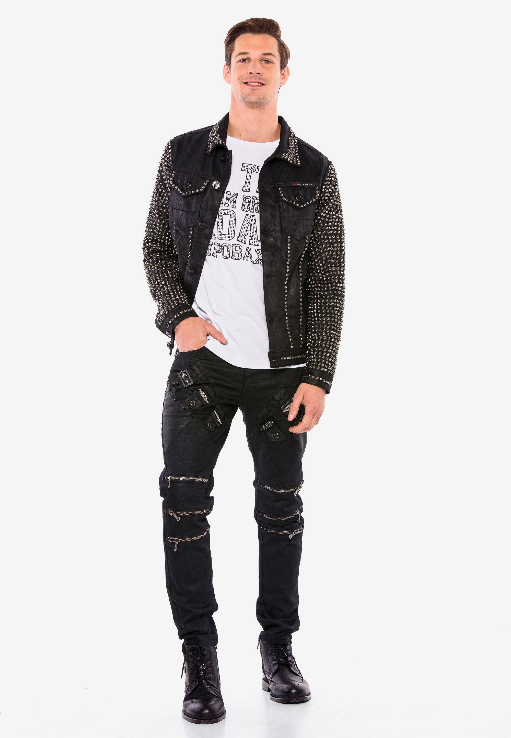 Cipo & coolen Baxx mit Straight-Jeans Reißverschlussapplikationen