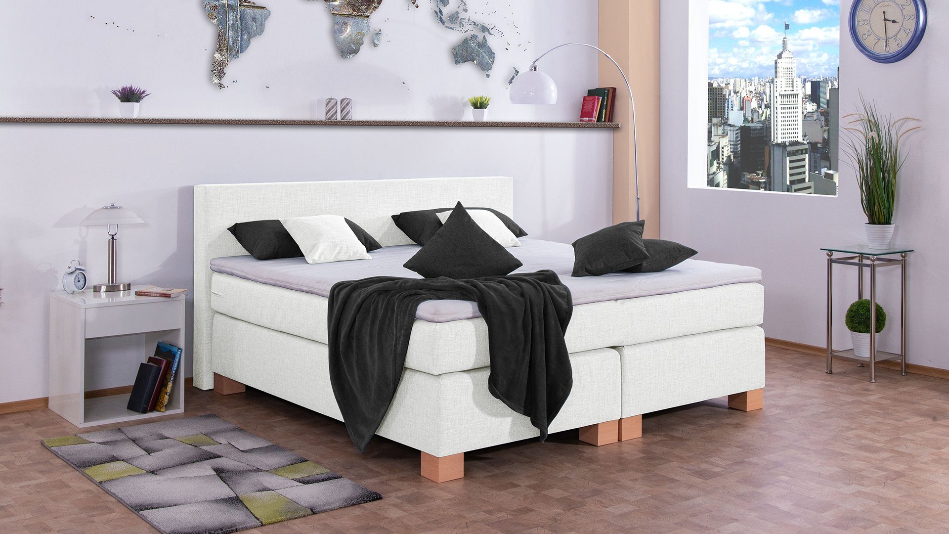 Meisterbetten Boxspringbett Vita (7-Zonen Taschenfederkernmatratzen, Komfortschaum), Inklusive kostenloser Lieferung und Aufbau