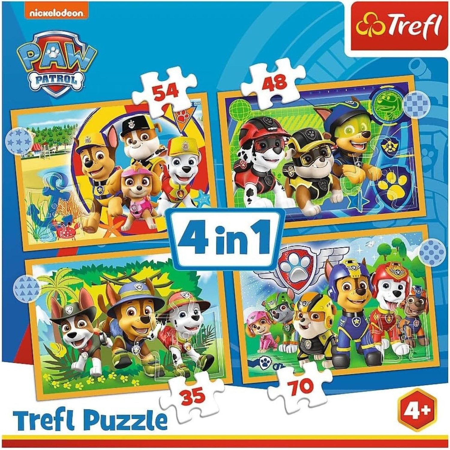Trefl Puzzle 4 in 1 Puzzle, Das lustige Team von PAW Patrol, von 35 bis 70 günstig online kaufen