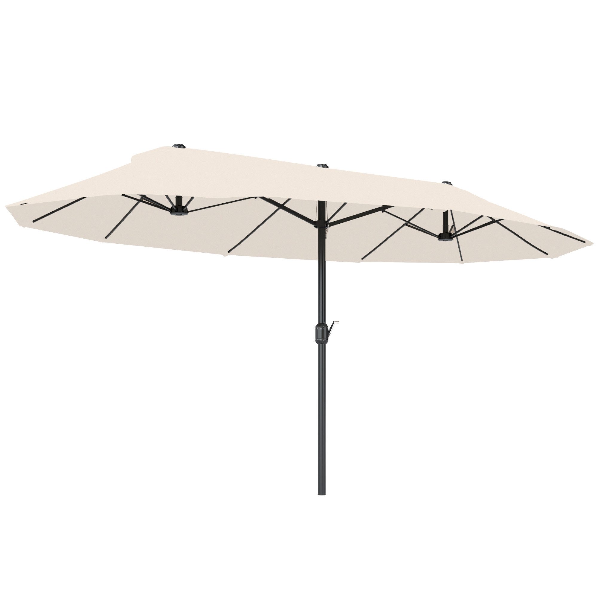 Nettlife Sonnenschirm 4.6x2.7 m 12 Streben Luftöffnungen Kurbel Stahl UV-Schutz Beige, Herstellergarantie: 1 Jahre, für Garten, Terrasse