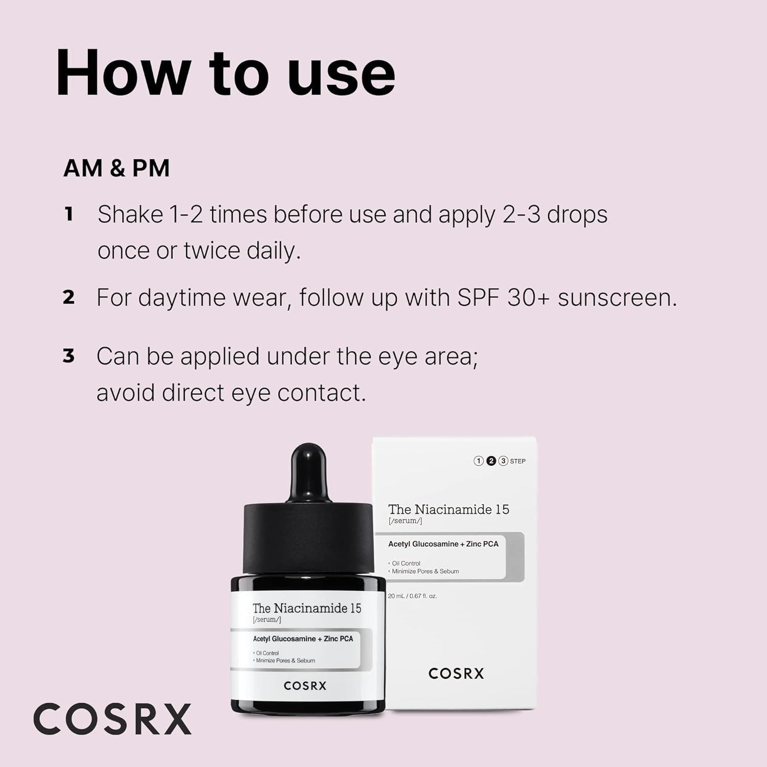 Cosrx Gesichtsserum The Niacinamide 15 Serum - Hochkonzentriertes Serum für reine ebenmäßige Haut - talgregulierend, feuchtigkeitsspendend, Hochkonzentriertes Serum, 15% Niacinamid, Porenverfeinerung