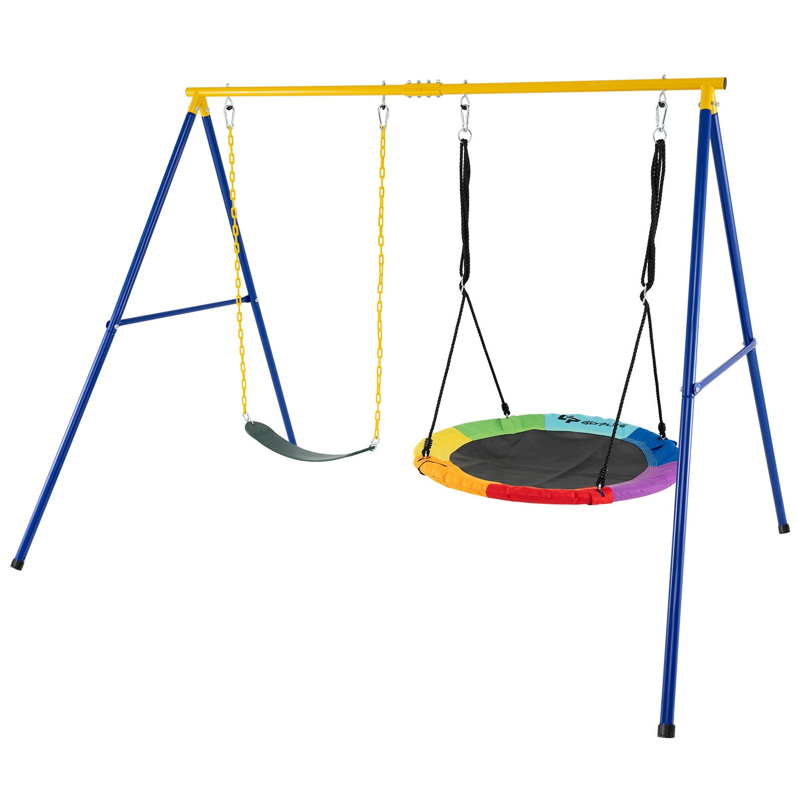 COSTWAY Doppelschaukel, (2-tlg), Schaukelgestell mit 2 Schaukeln für Kinder, Metall, 300kg belastbar