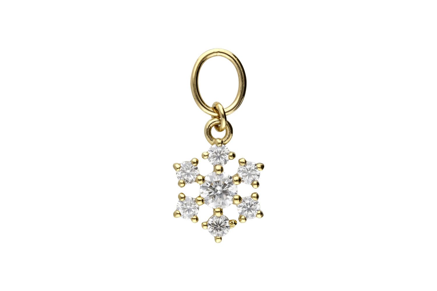 Piercing-Set 18 Karat Gold Anhänger für Clicker MOISSANIT-SCHNEEFLOCKE