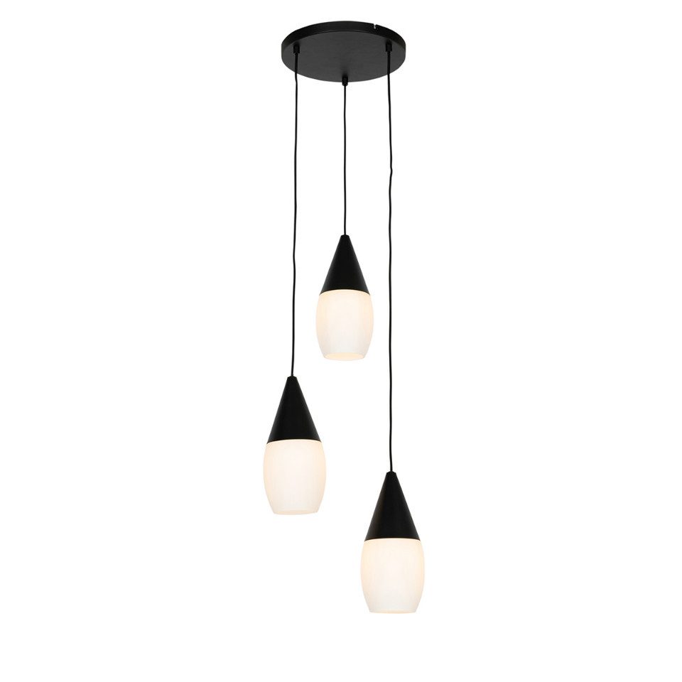 Qazqa Pendelleuchte Drop, ohne Leuchtmittel, E27, Weiß, Modern, Glas, 3-flammig