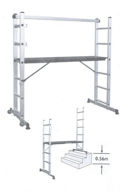 VaGo-Tools Vielzweckleiter Arbeitsgerüst Gerüst 2 x 6 Stufen Leiter (Stück)