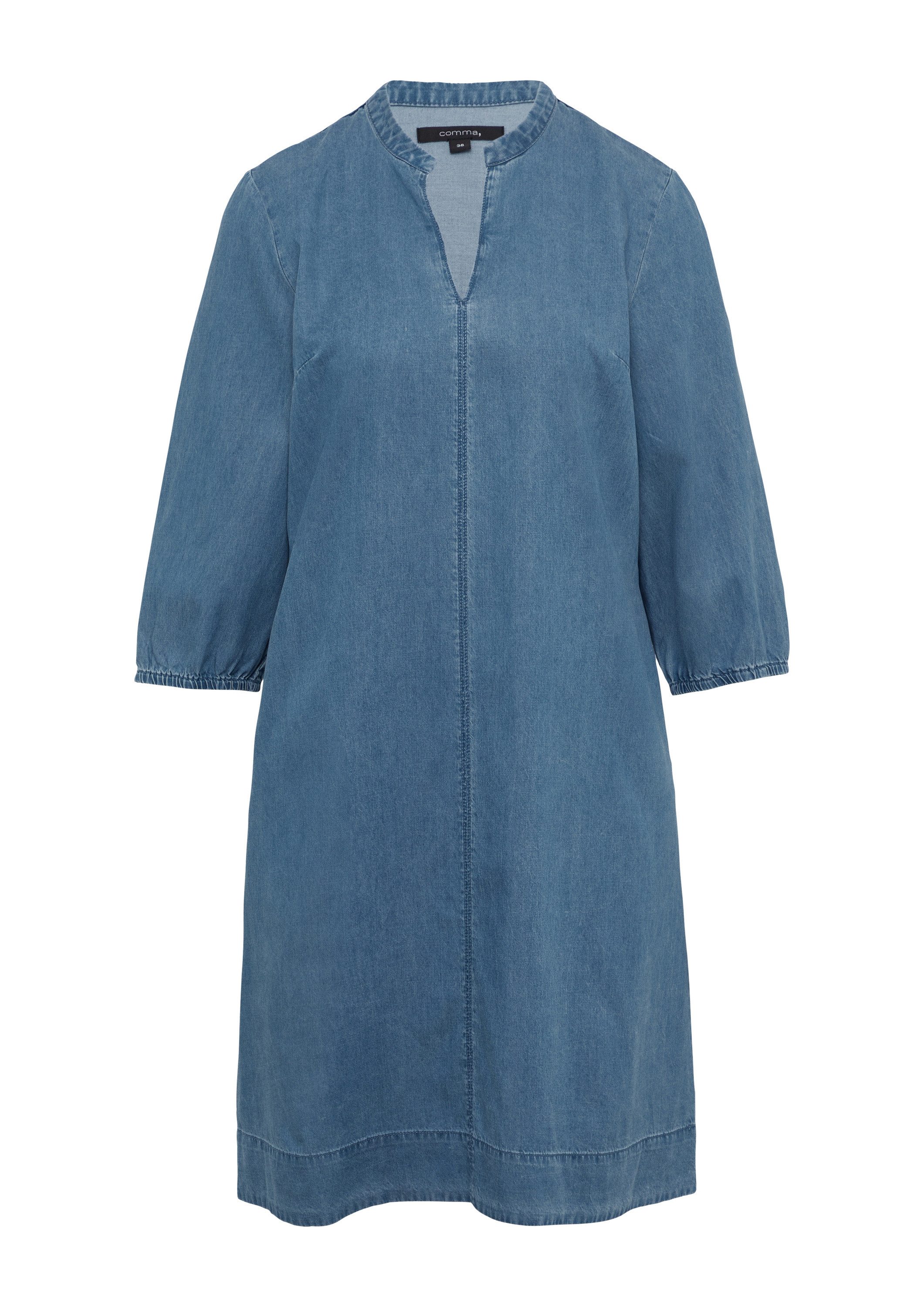 comma Minikleid Kleid Jeanskleid mit Eingrifftaschen aus fließendem Lyocellmix