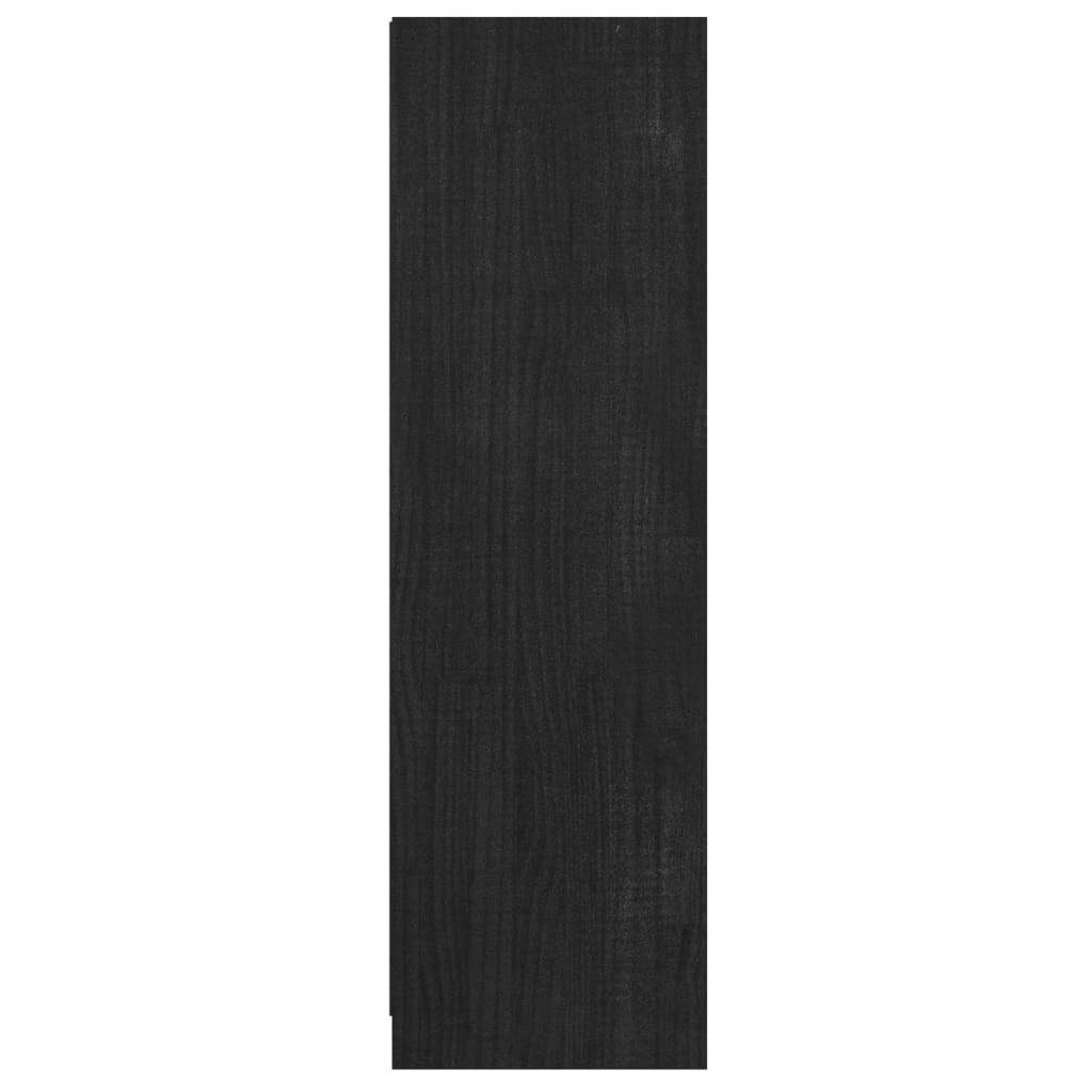 möbelando in Berkau, 36x110x33 Kiefer-Massivholz Schwarz cm, B/H/T: Bücherregal aus