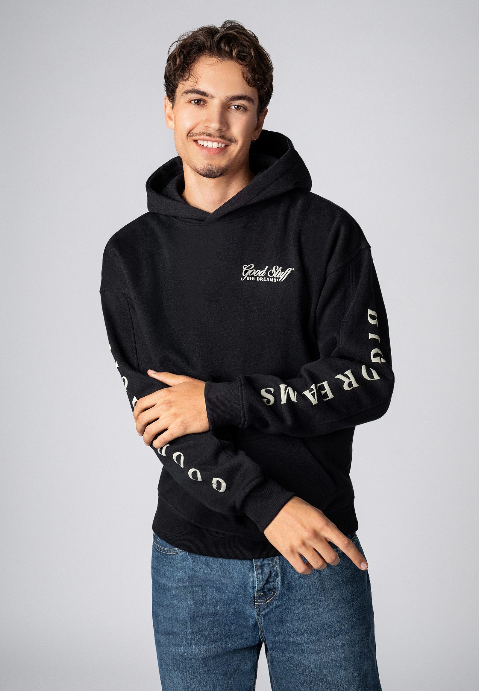 SUBLEVEL Hoodie Herren Kapuzenpullover mit 3D Elementen Sweater, Kapuzensweatshirt mit Kängurutasche, mit Kapuze