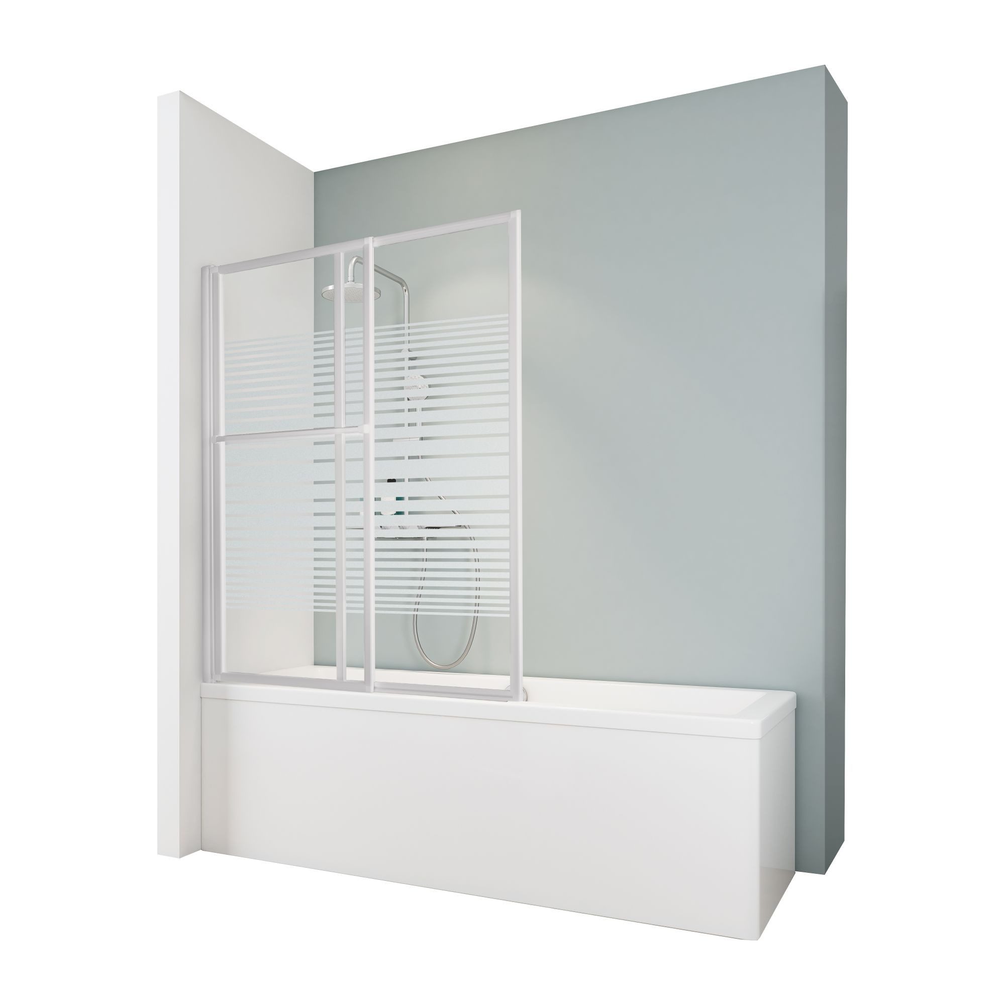 Schulte Badewannenfaltwand Komfort 70-118 x 140 cm, Glas, (2 tlg), Quersteifen Weiß ausziehbar