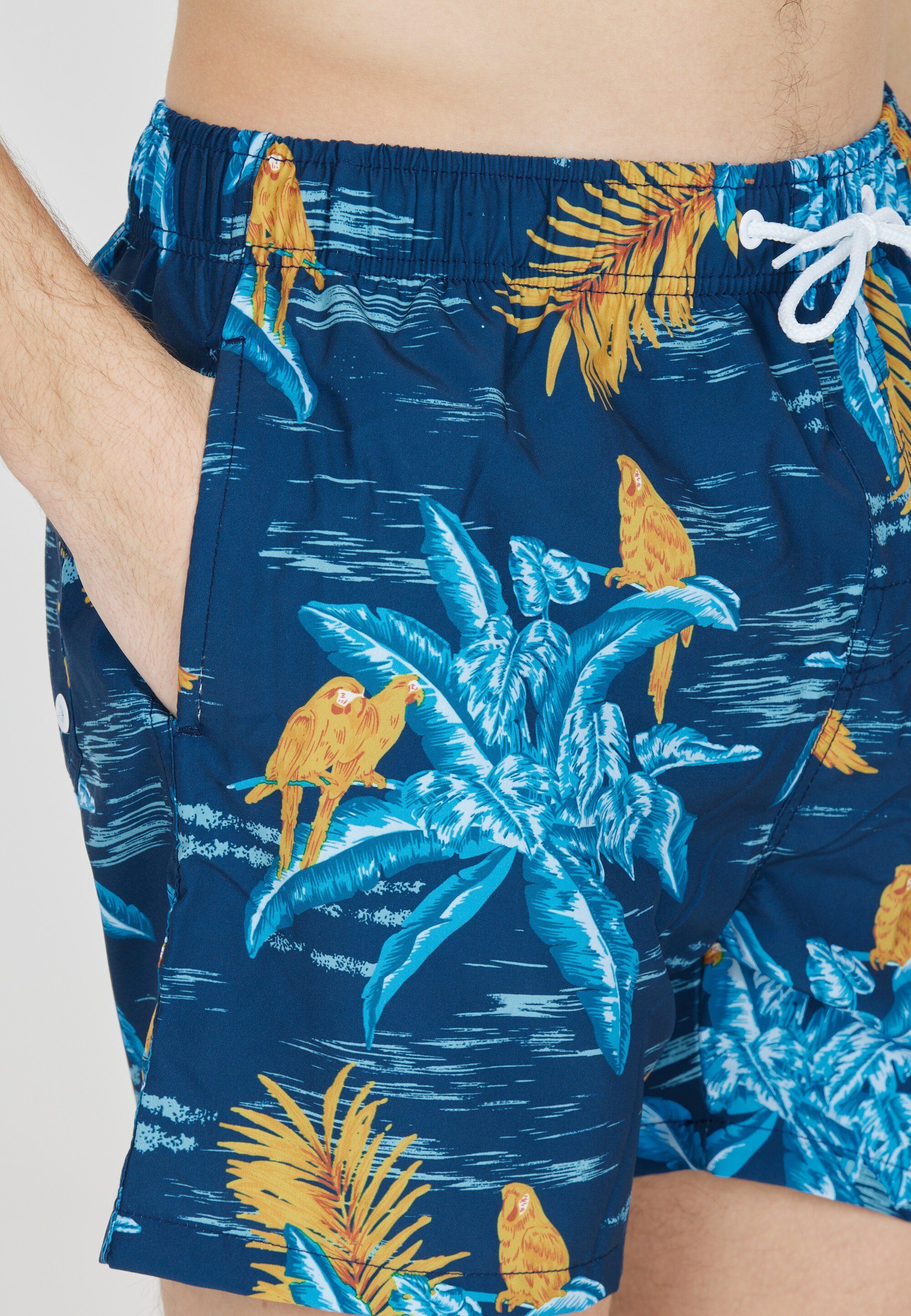 Farell Print mit CRUZ Badeshorts stylischem blau-gelb