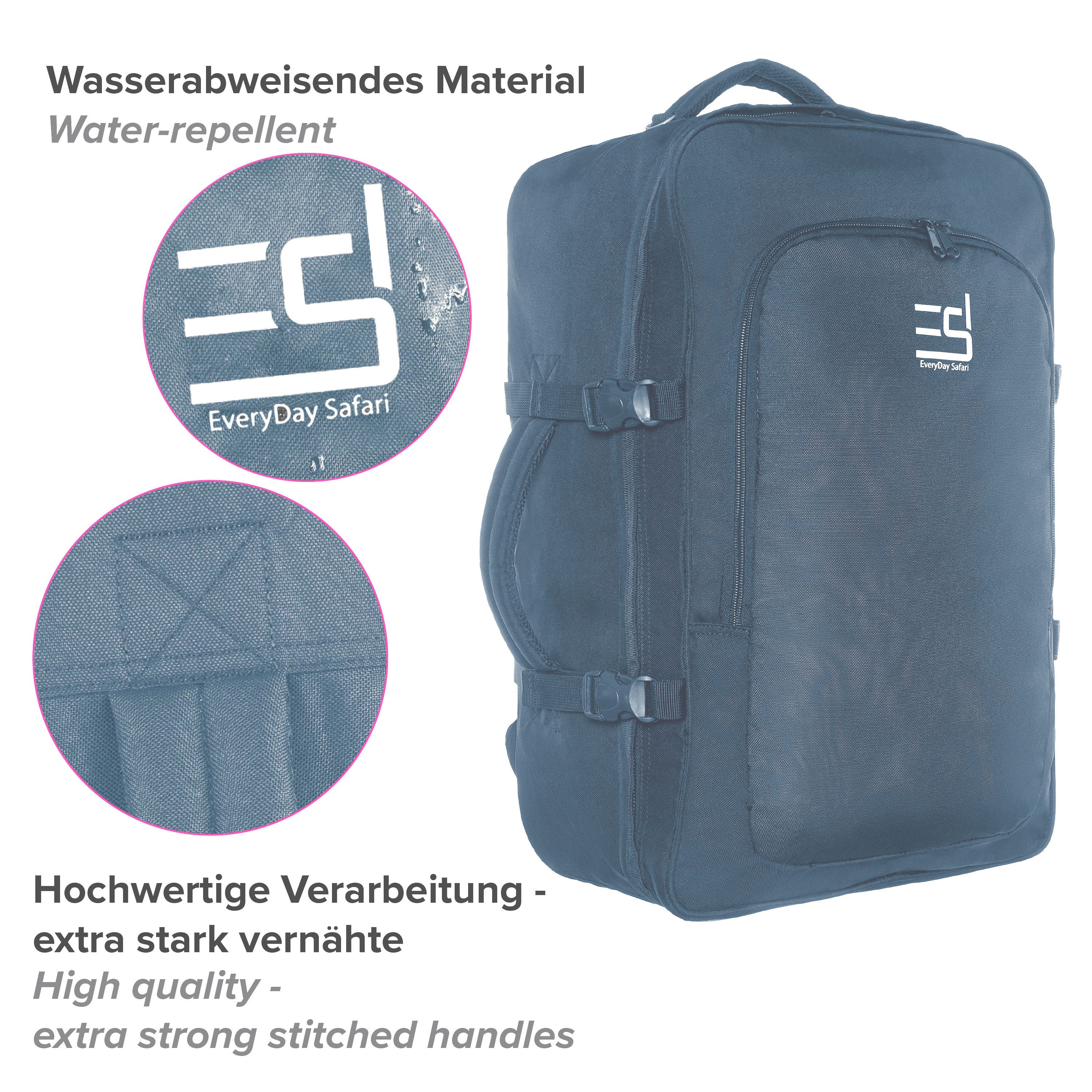 EveryDay Safari Reiserucksack Ryanair Tasche 55x40x20, Cabin, Handgepäck, Eurowings und Co, 44 L – Bild 4 von 5