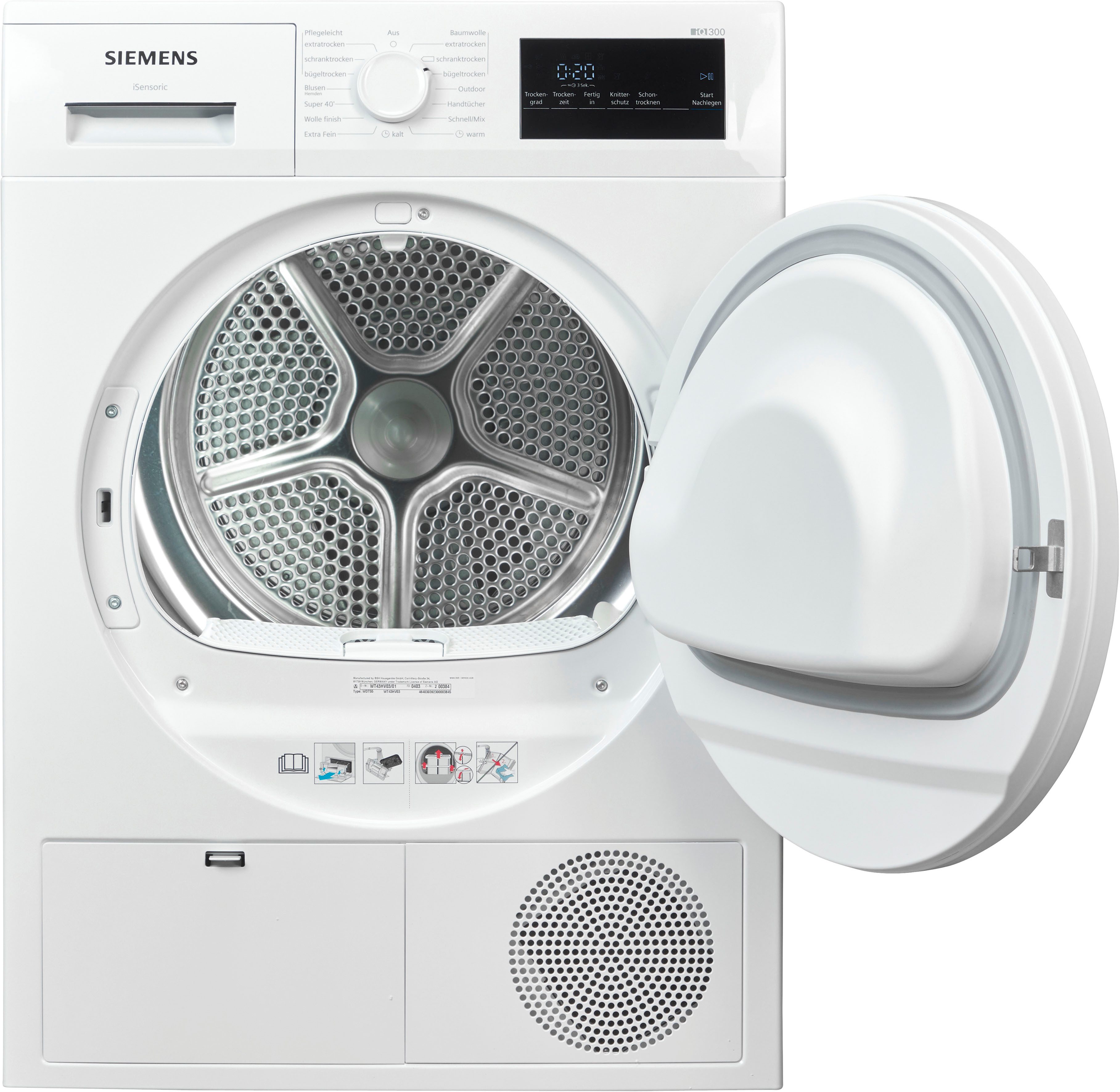 SIEMENS Wärmepumpentrockner IQ300 WT43HV03, easyClean-Filter, Outdoor-Programm, autoDry für schonendes Trocknen