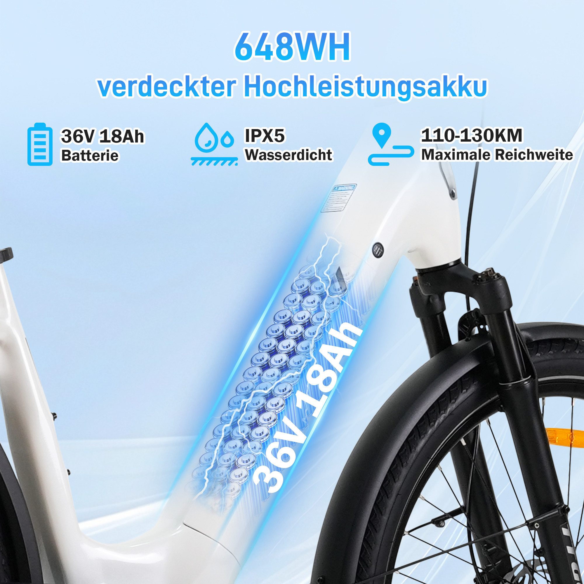 TTGO E-Bike Cityrad 28 Zoll, SUV, 75Nm Mittelmotor, 130km, Z5, für Damen und Herren, 9 Gang, Kettenschaltung, Mittelmotor, 648 Wh, 5 Stufen, Drehmomentsensor, Federsattelstütze, Elektrofahrrad, Pedelec