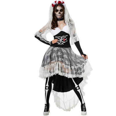 dressforfun Kostüm »Frauenkostüm Gruselige Skelett-Braut«