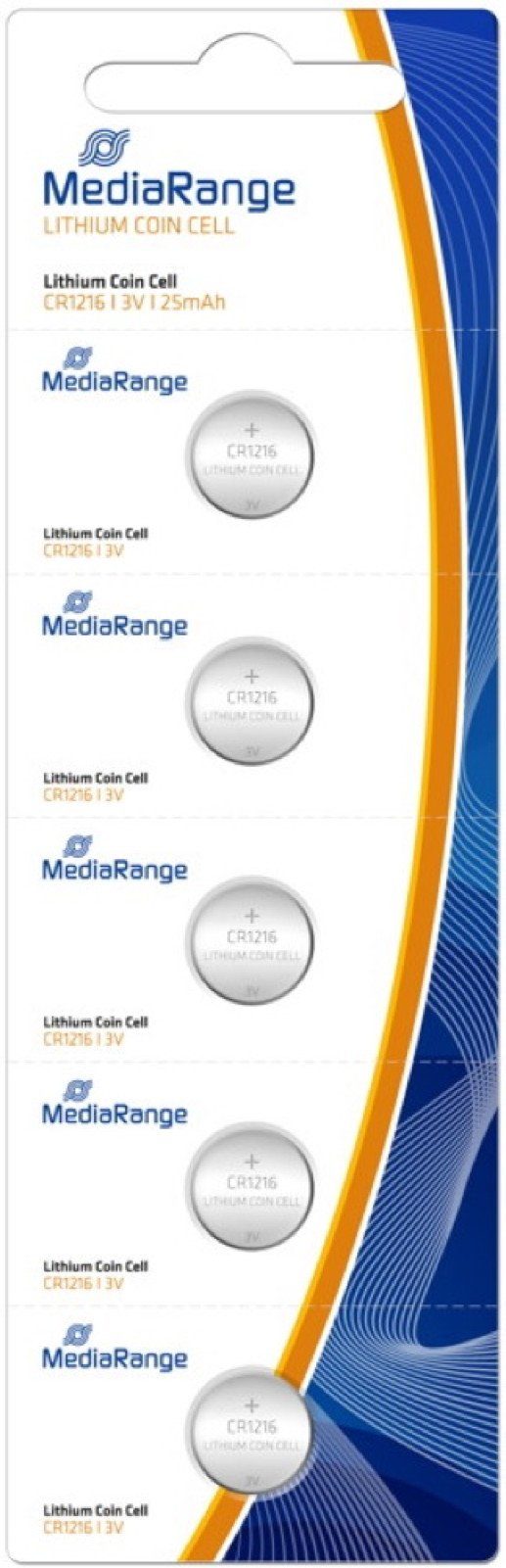 Mediarange 5 Mediarange CR 1216 Lithium Batterien im 5er Blister Knopfzelle