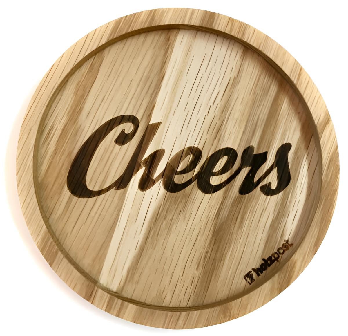 holzpost GmbH Getränkeuntersetzer Holz-Untersetzer Eiche mit Gravur – Rustikaler Glasuntersetzer Ø11,2cm, Zubehör für Gläser, Tassen, Becher, Flaschen, Kerzen, Tischdekoration im Landhaus-, Boho- oder modernen Stil, Echtholz - Gefertigt in Deutschland