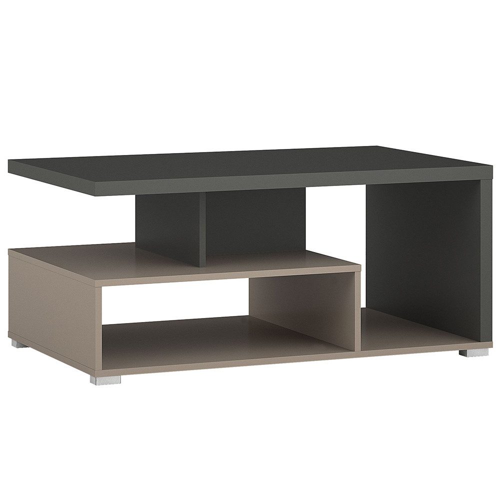 Lomadox Couchtisch SELCE-83, in anthrazit mit beige, offene Fächer, 100 cm günstig online kaufen