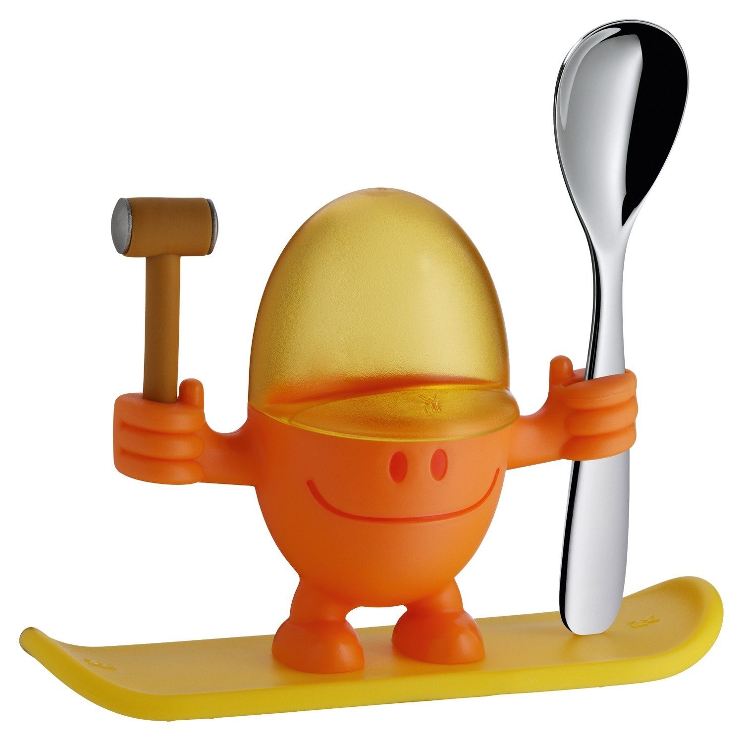 WMF Eierbecher mit Löffel MC EGG, Ø 5,5 cm, Gelb, Orange, Cromargan Edelstahl 18/10, Kunststoff