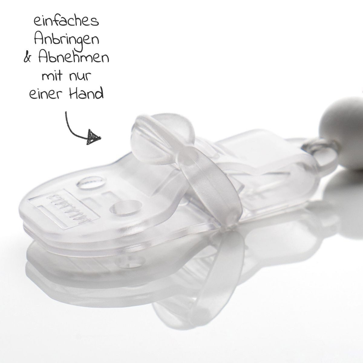 MiaMia Schnuller Grau Grün, 2x Schnullerkette Schnullerband mit Silikon Perlen, Gummiring & Clip