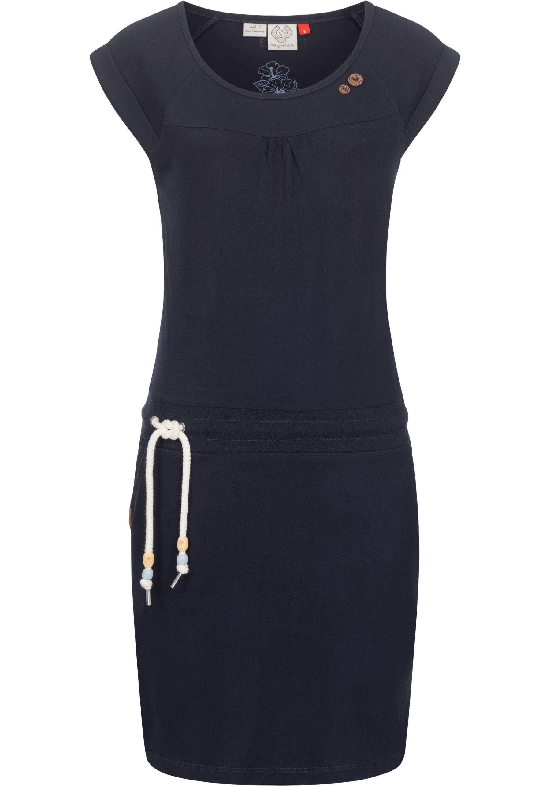 Ragwear Sommerkleid Penelope leichtes Baumwoll Kleid mit Print darkblue | Wickelkleider